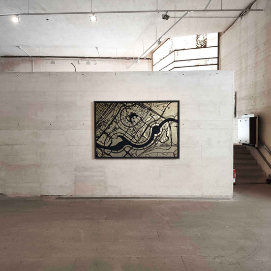 Dubai Hotel Artwork: Unique Laser-Cut Black & Gold Map