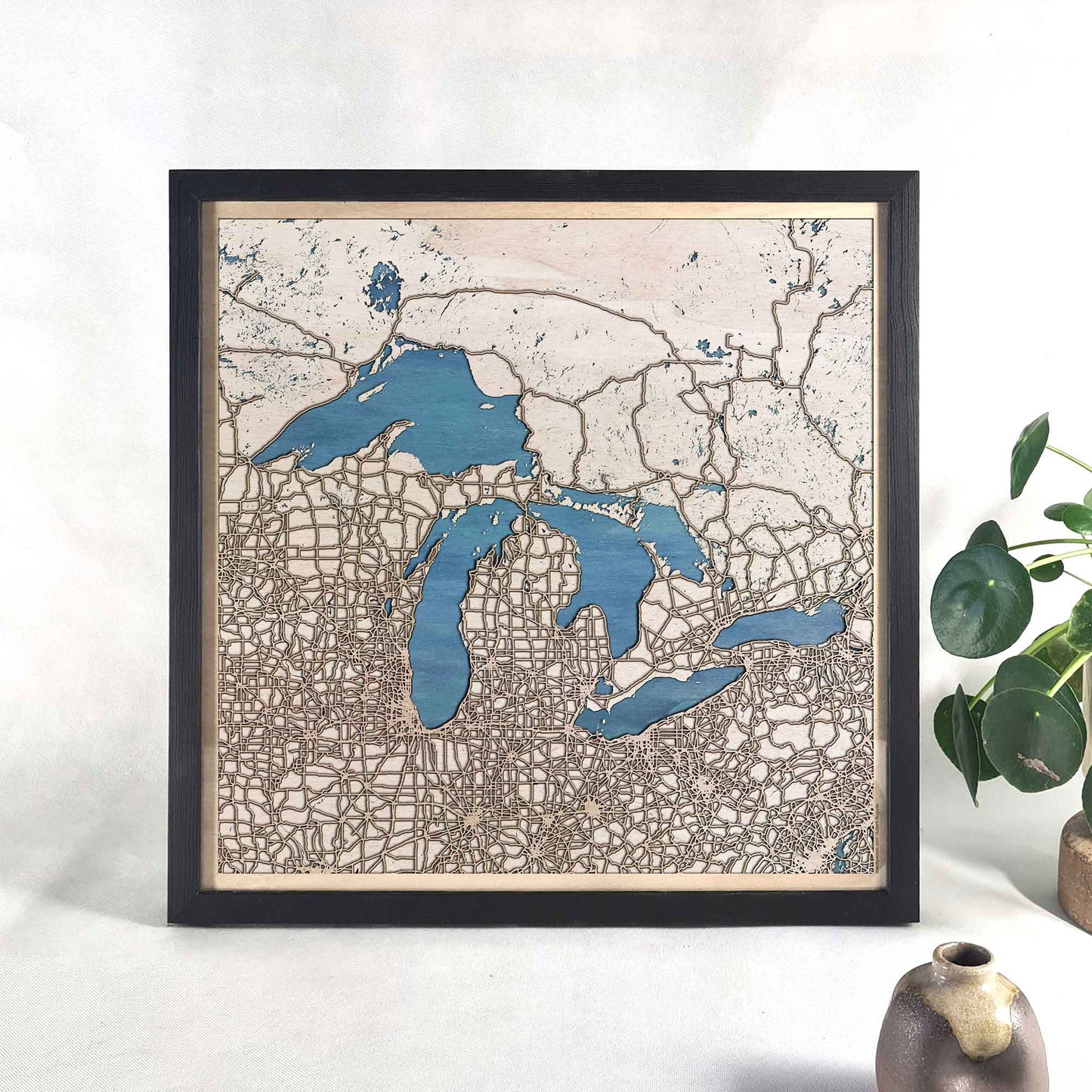 Great Lakes Wooden Map