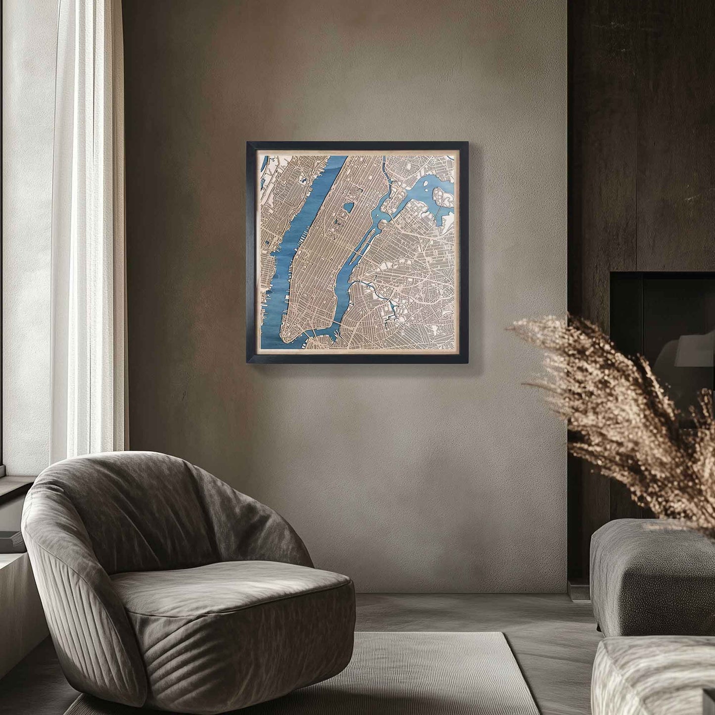 A stunning 3D laser cut map of New York, perfect for decor or gifts.