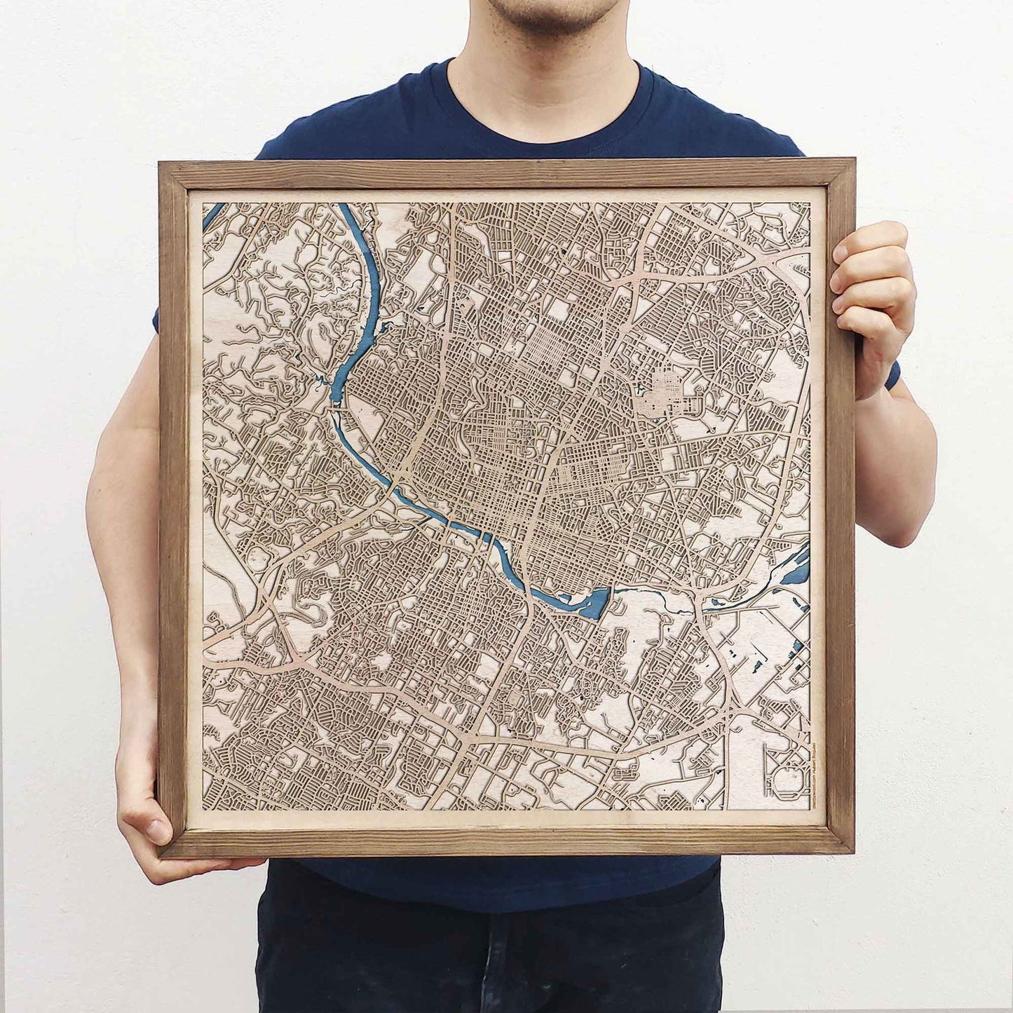 Austin Wooden Map by CityWood - Custom Wood Map Art - Unique Laser Cut Engraved - Anniversary Gift