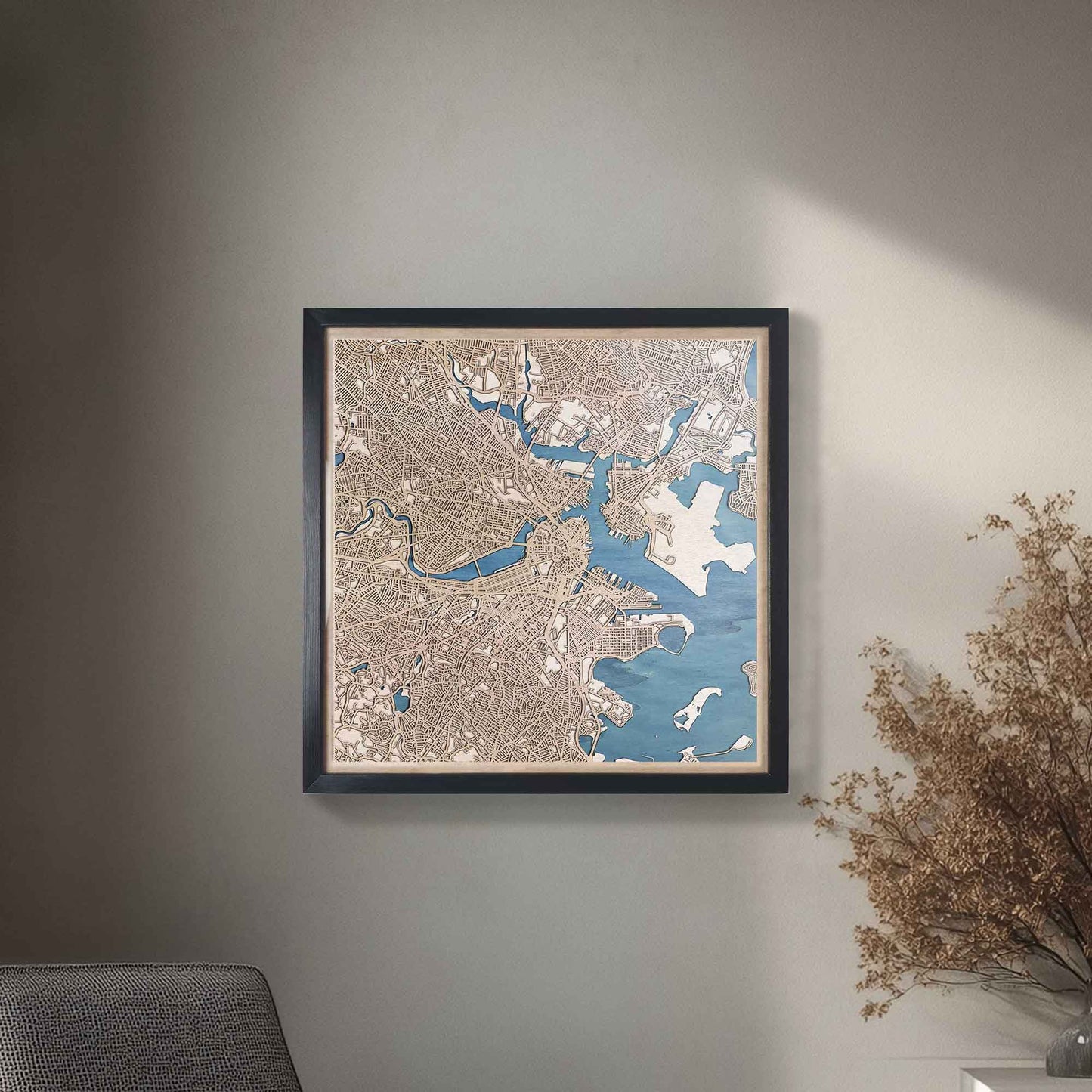 Beautifully crafted Boston wood map gift, perfect for any occasion.