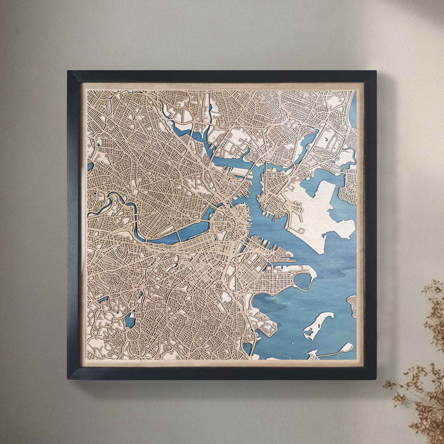 Beautifully crafted Boston wood map gift, perfect for any occasion.