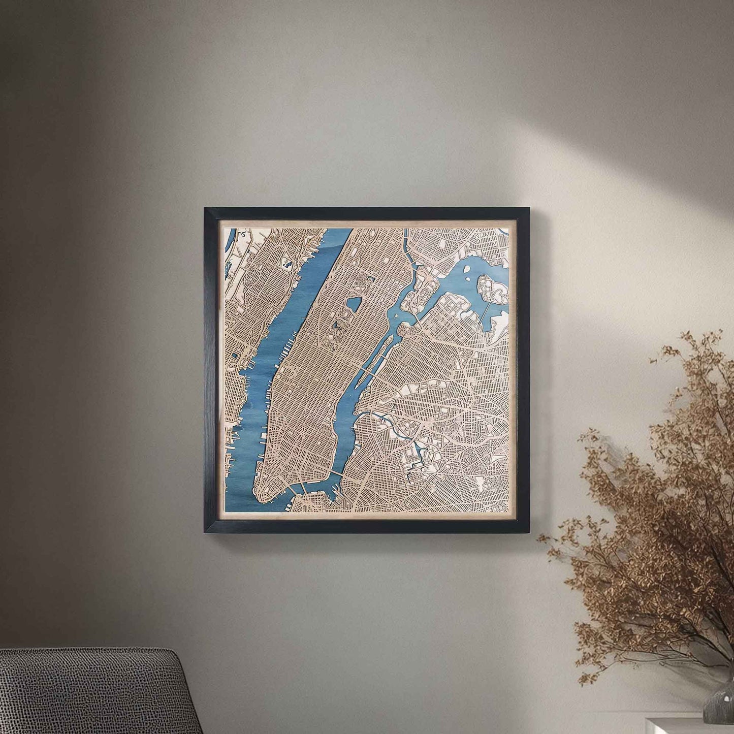Beautifully crafted New York wood map gift, ideal for any occasion.