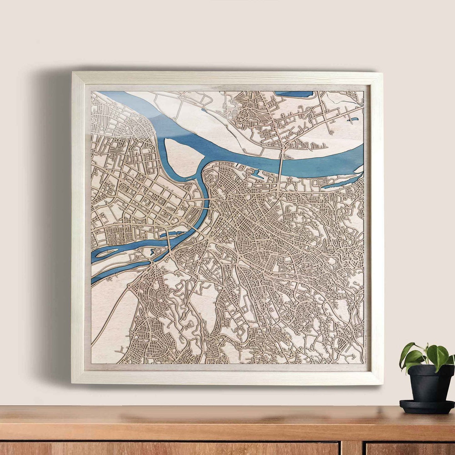 Belgrade Wooden Map by CityWood - Custom Wood Map Art - Unique Laser Cut Engraved - Anniversary Gift