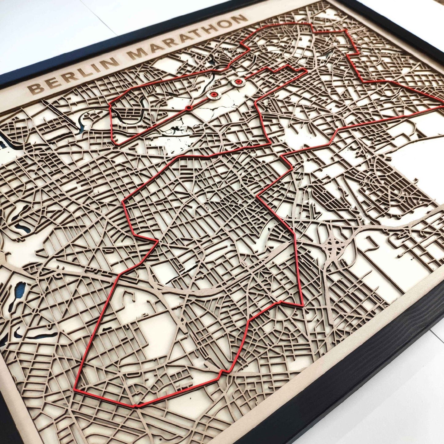 Berlin Marathon Wooden Map by CityWood - Custom Wood Map Art - Unique Laser Cut Engraved - Anniversary Gift