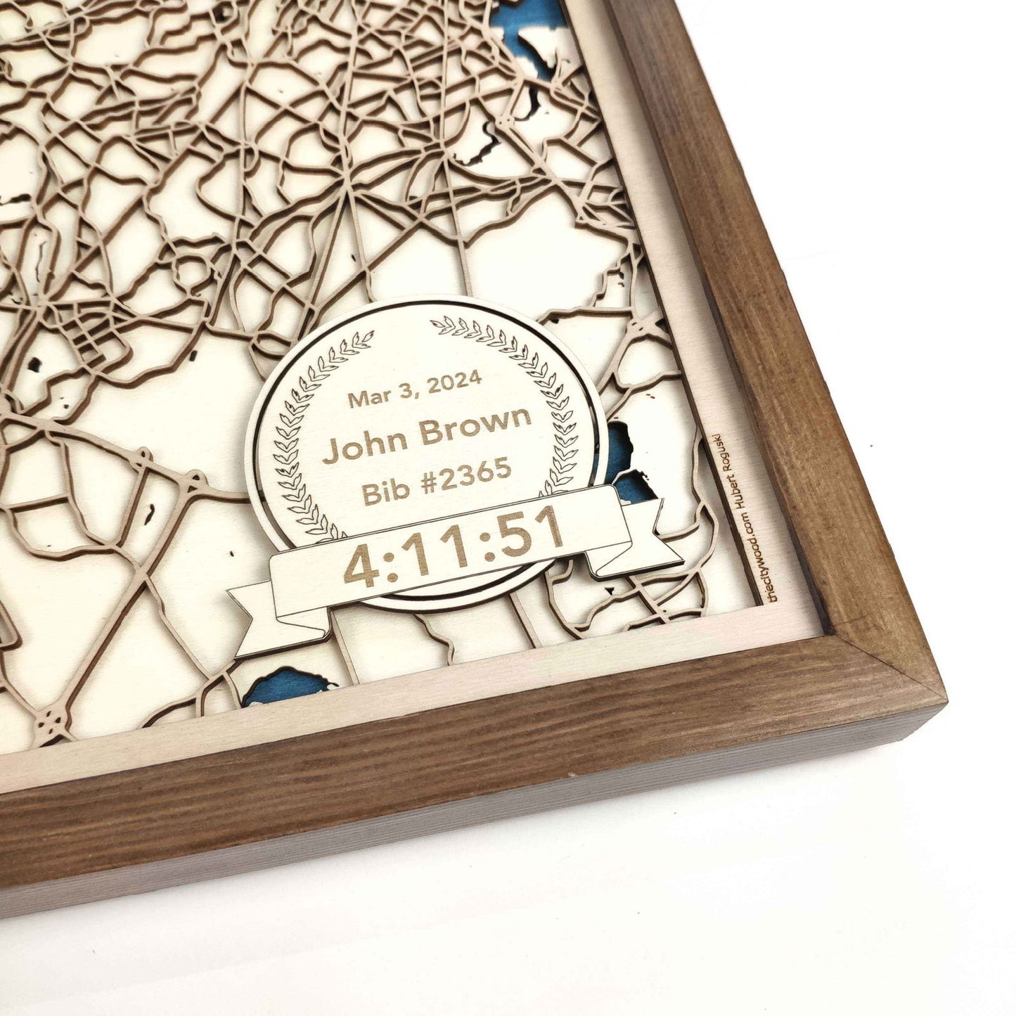 Boston Marathon Commemorative Wooden Route Map – Collector's Item by CityWood - Custom Wood Map Art - Unique Laser Cut Engraved - Anniversary Gift