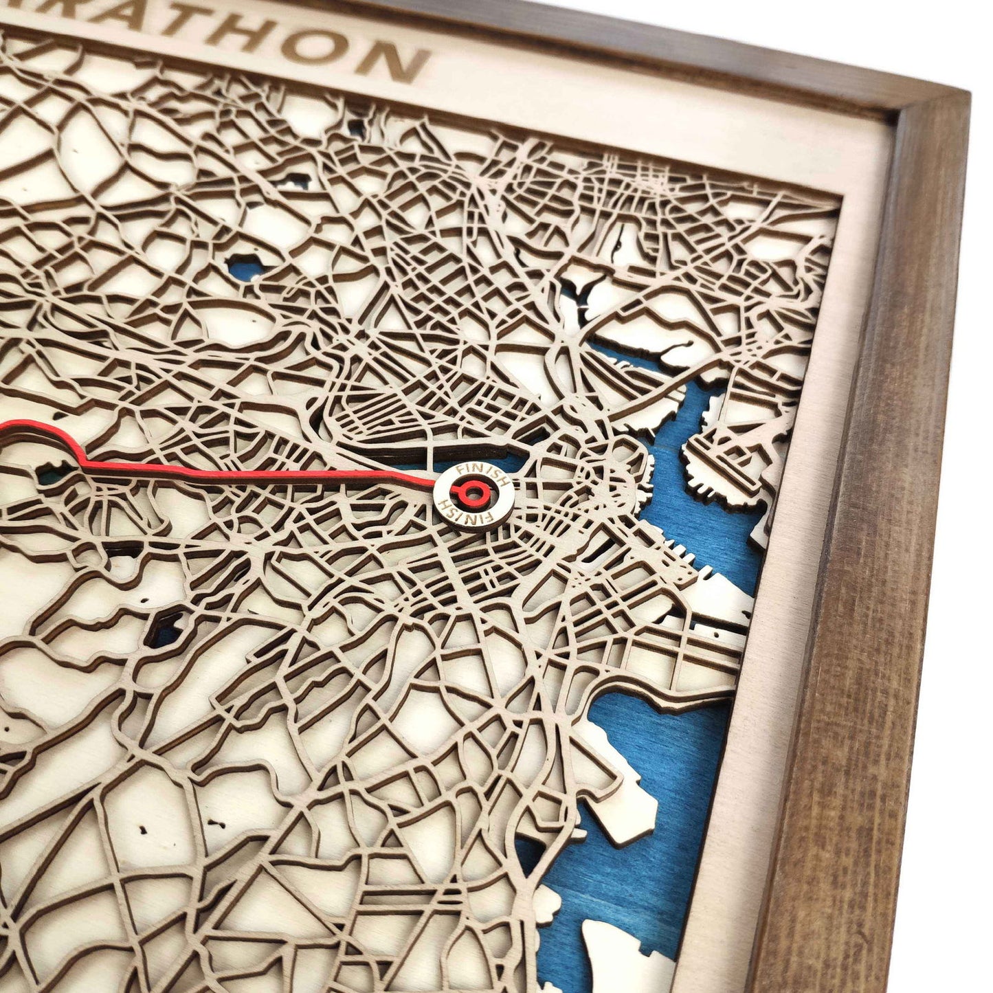 Boston Marathon Laser-Cut Wooden Map – Unique Runner Poster Gift by CityWood - Custom Wood Map Art - Unique Laser Cut Engraved - Anniversary Gift