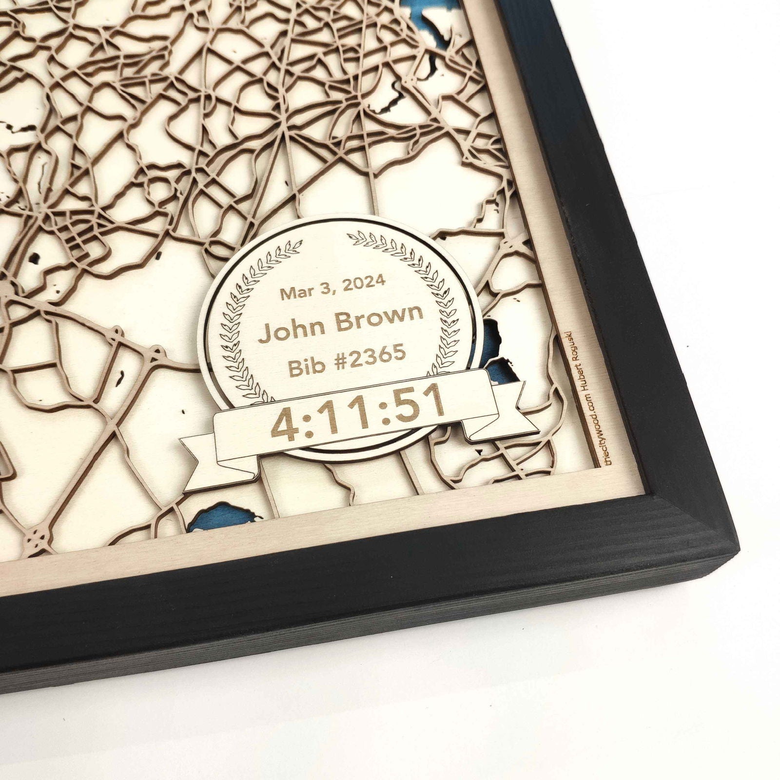 Boston Marathon Wooden Map by CityWood - Custom Wood Map Art - Unique Laser Cut Engraved - Anniversary Gift