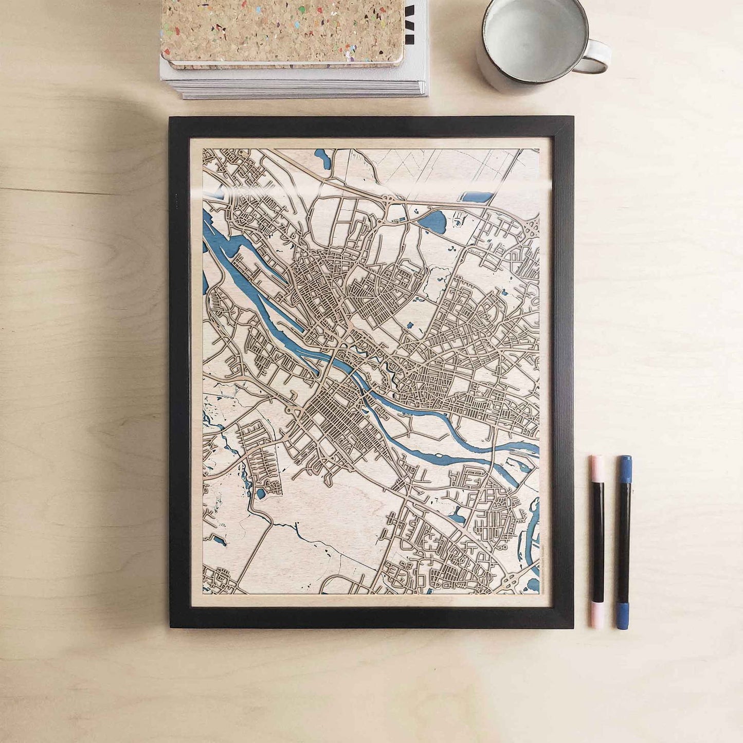 Bremen Wooden Map by CityWood - Custom Wood Map Art - Unique Laser Cut Engraved - Anniversary Gift