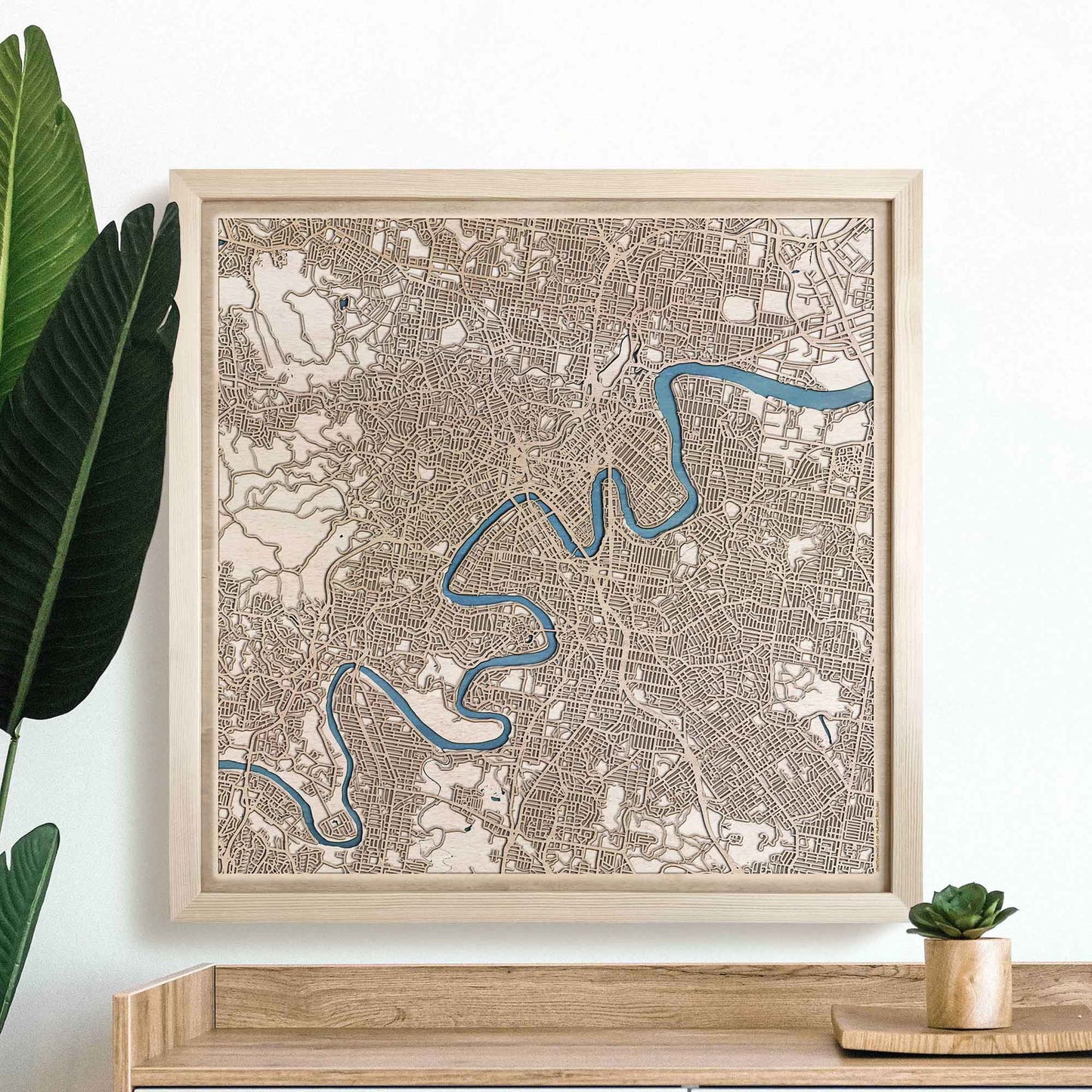 Brisbane Wooden Map by CityWood - Custom Wood Map Art - Unique Laser Cut Engraved - Anniversary Gift