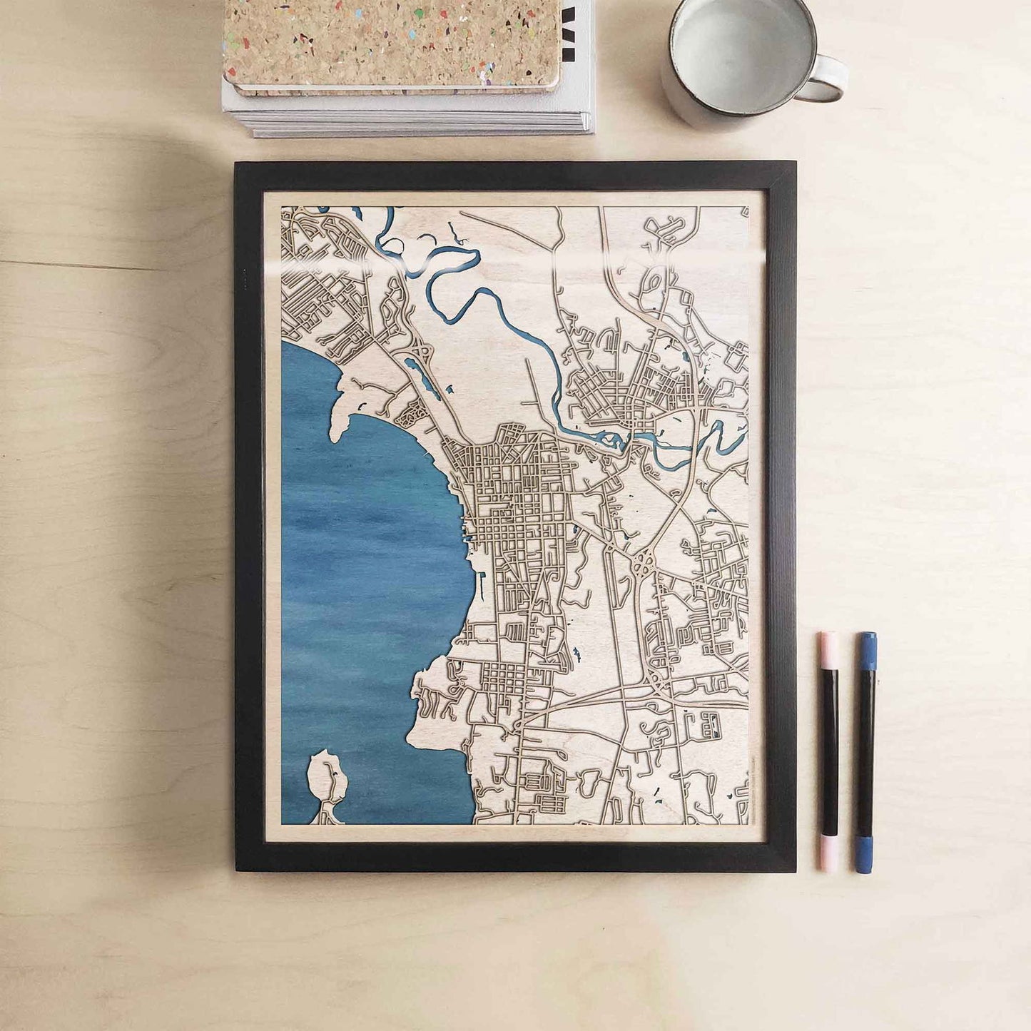 Burlington Wooden Map by CityWood - Custom Wood Map Art - Unique Laser Cut Engraved - Anniversary Gift