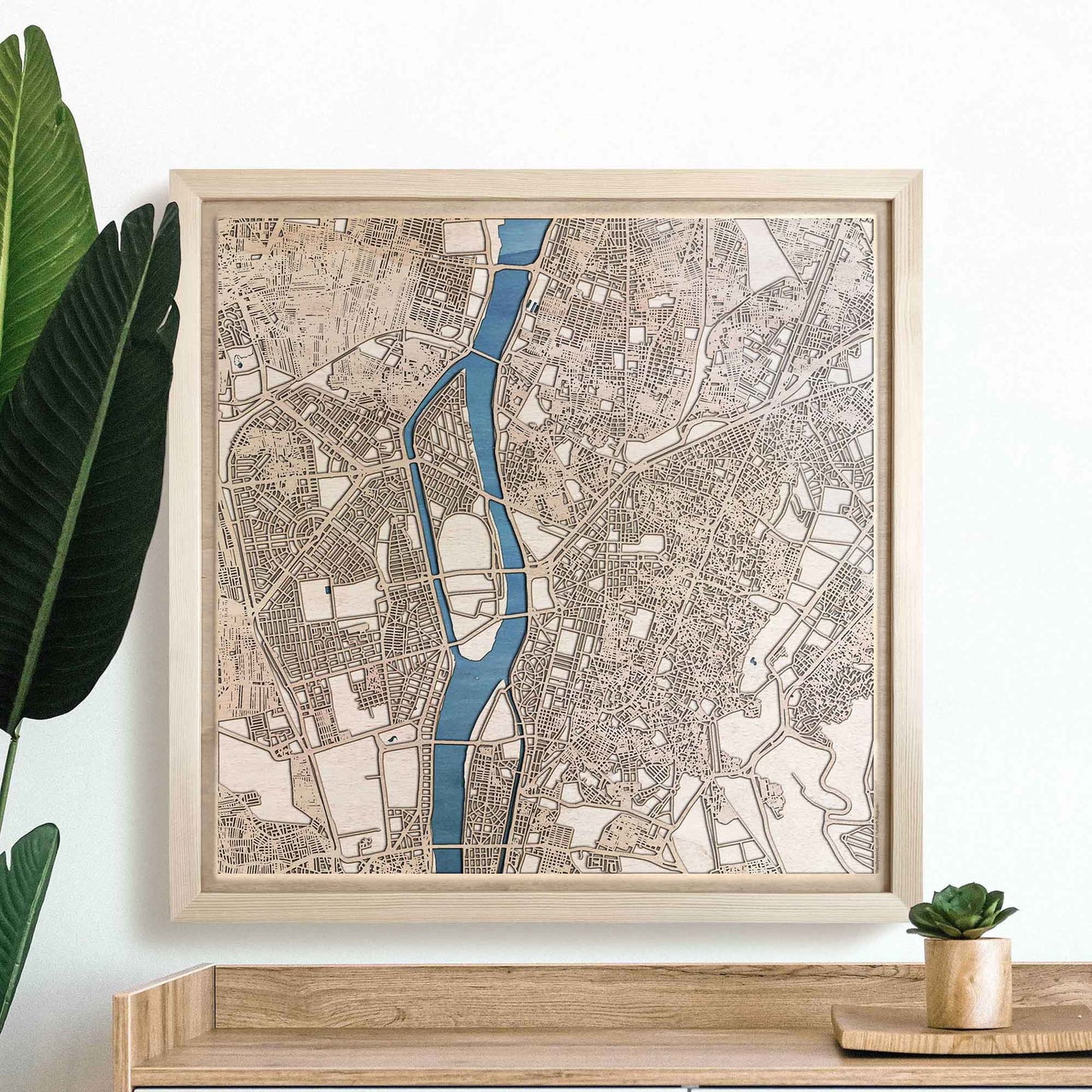 Cairo Wooden Map by CityWood - Custom Wood Map Art - Unique Laser Cut Engraved - Anniversary Gift