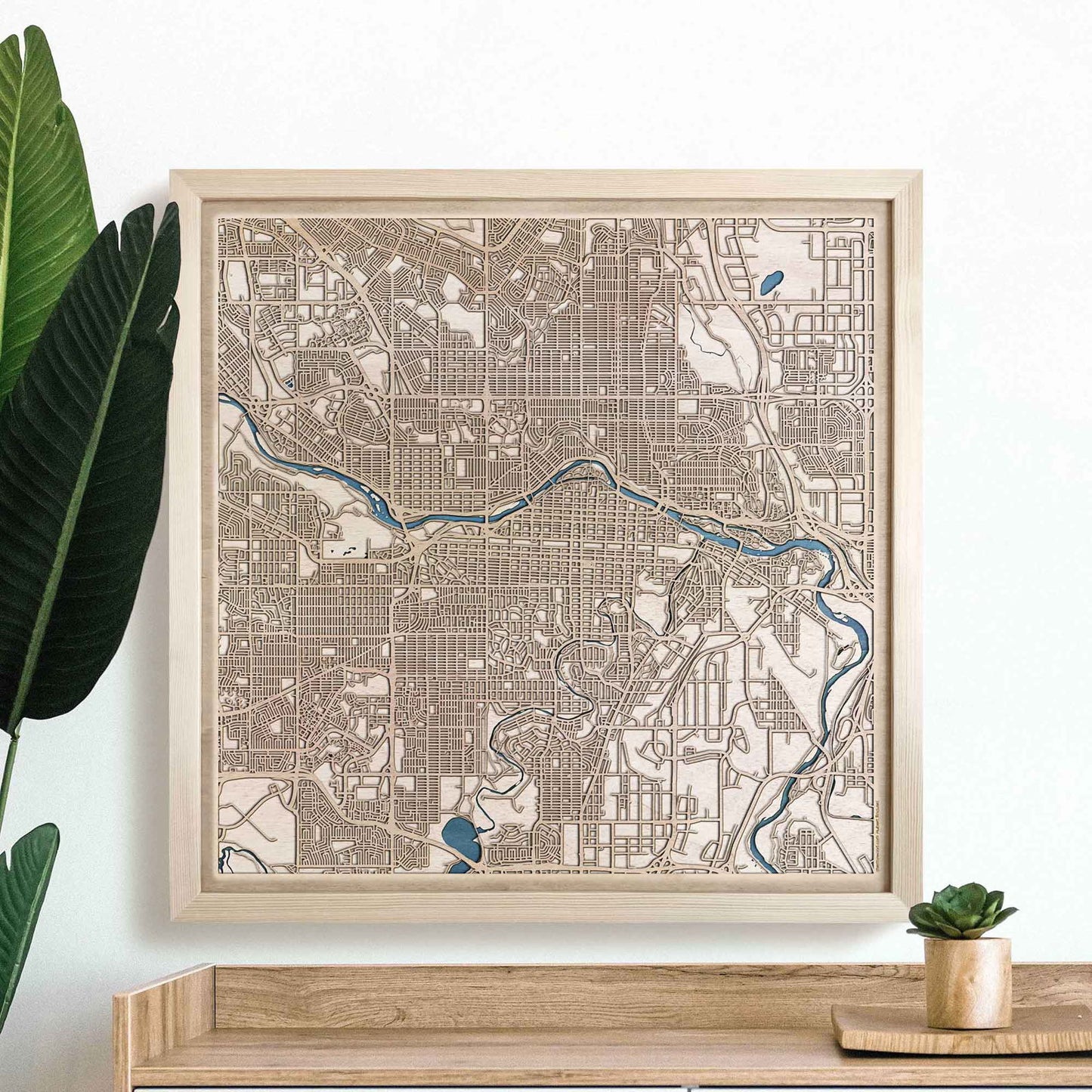 Calgary Wooden Map by CityWood - Custom Wood Map Art - Unique Laser Cut Engraved - Anniversary Gift
