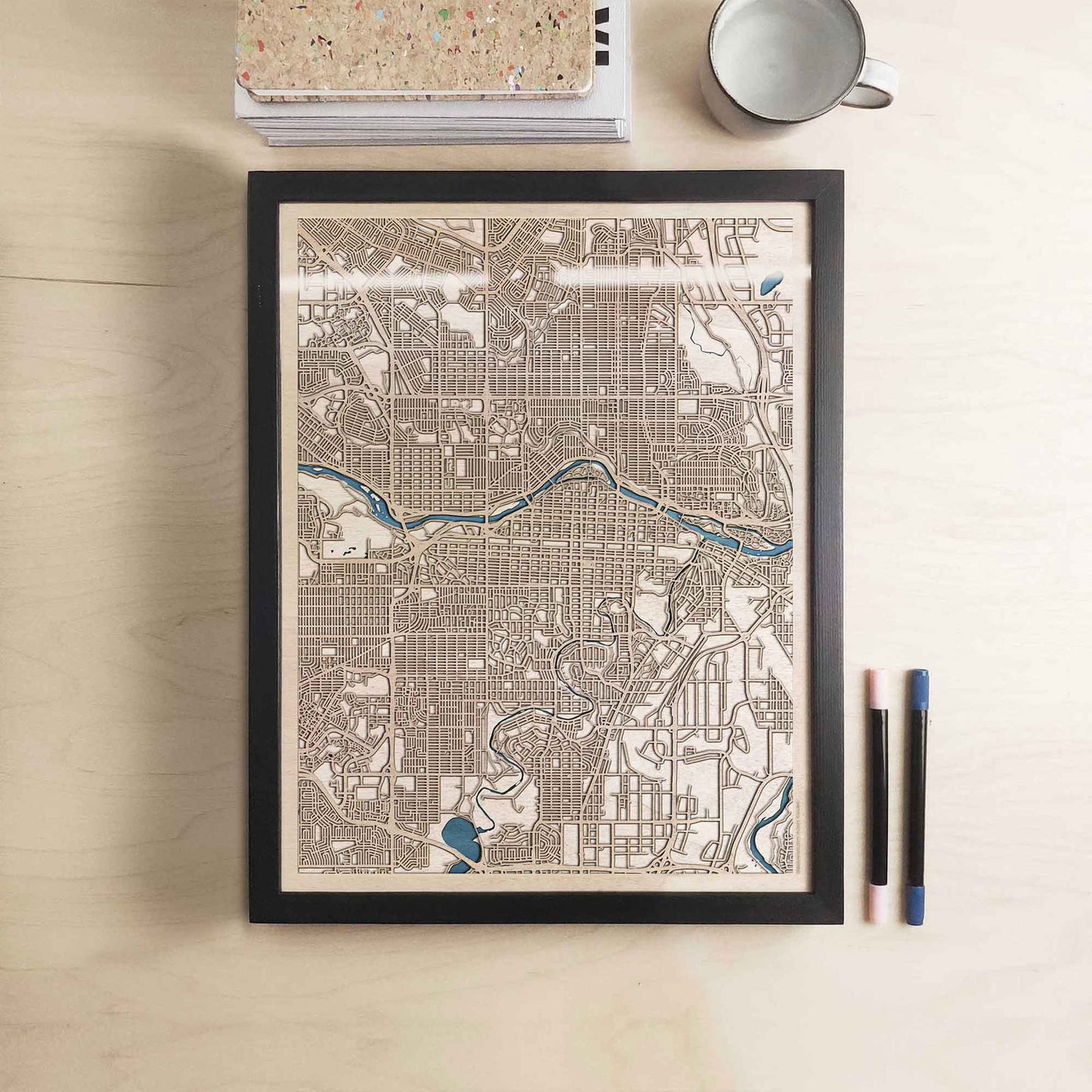 Calgary Wooden Map by CityWood - Custom Wood Map Art - Unique Laser Cut Engraved - Anniversary Gift