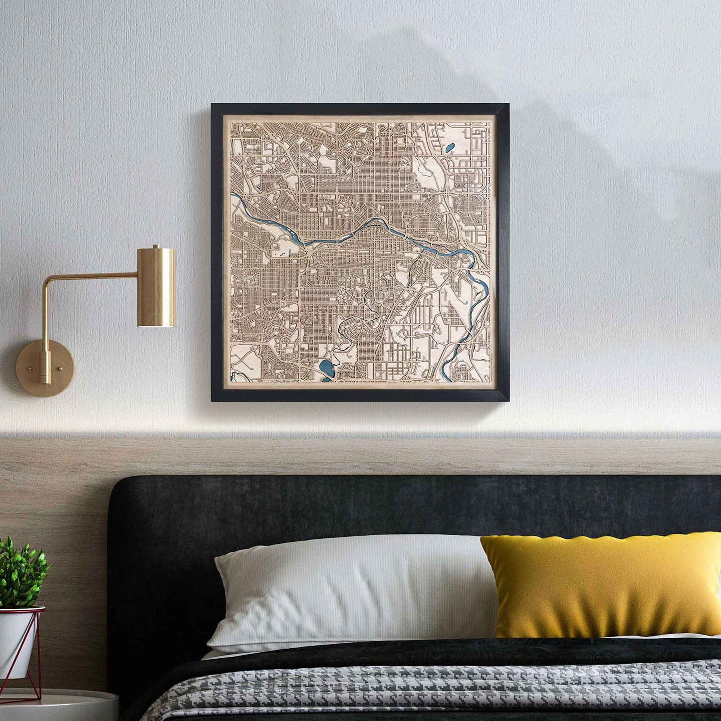 Calgary Wooden Map by CityWood - Custom Wood Map Art - Unique Laser Cut Engraved - Anniversary Gift