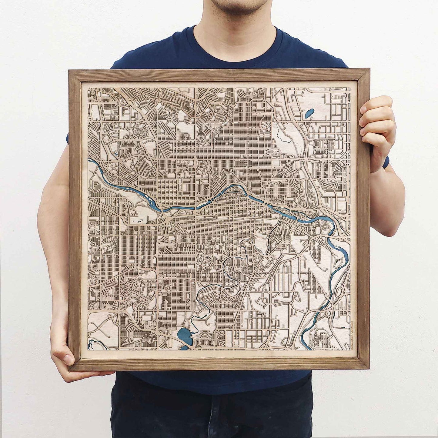 Calgary Wooden Map by CityWood - Custom Wood Map Art - Unique Laser Cut Engraved - Anniversary Gift