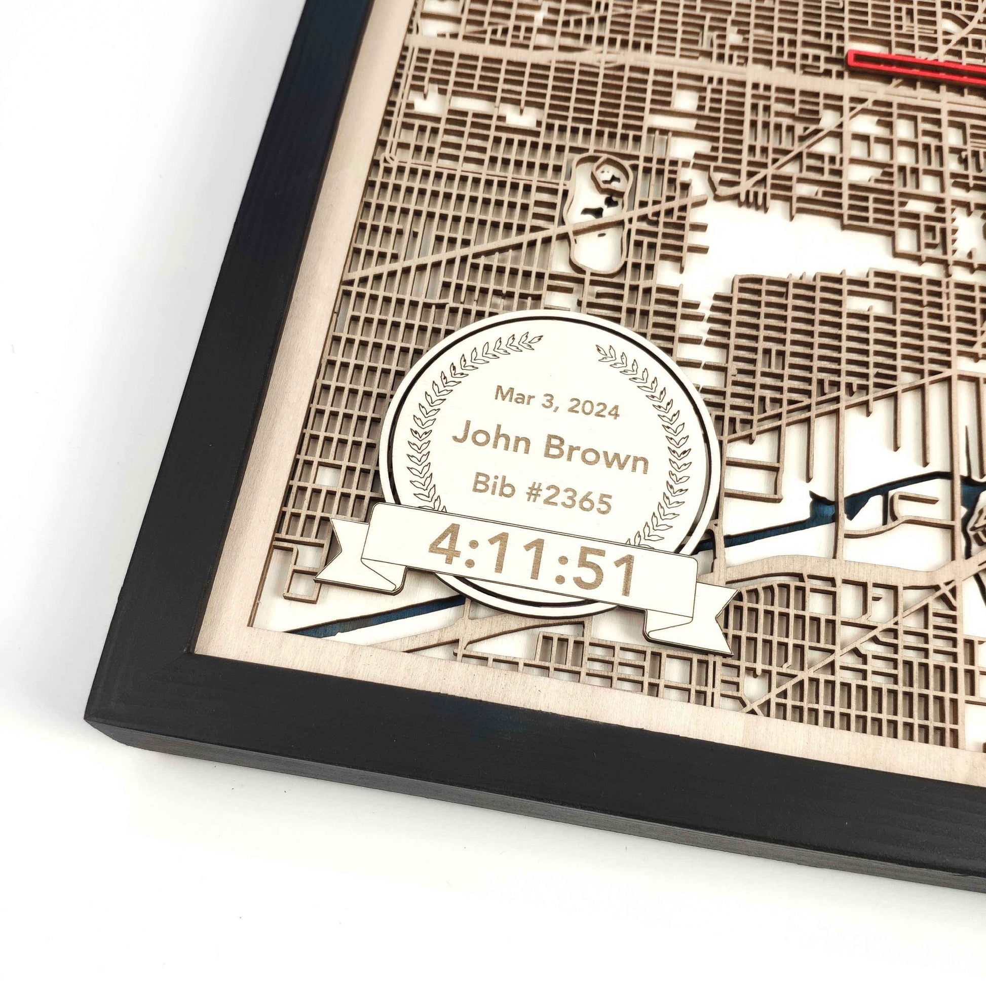 Chicago Marathon Wooden Map by CityWood - Custom Wood Map Art - Unique Laser Cut Engraved - Anniversary Gift