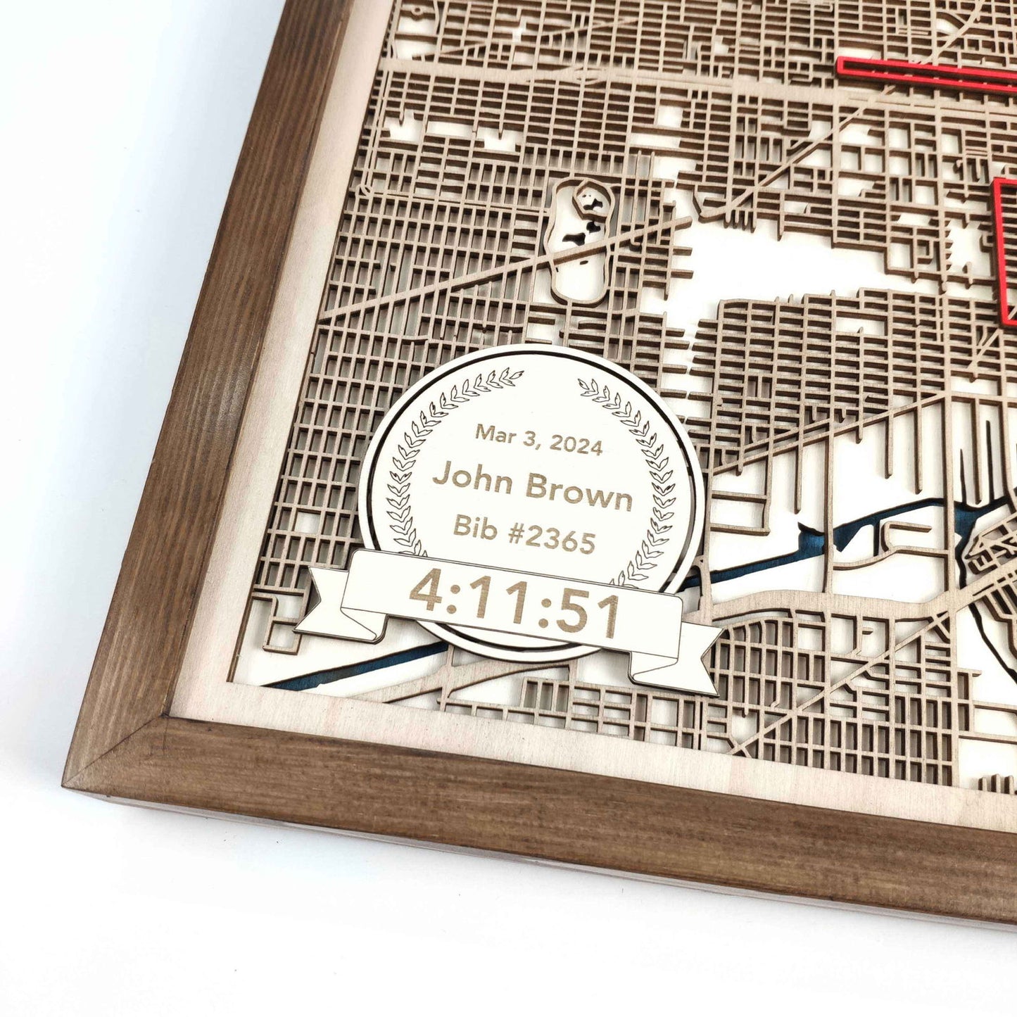 Chicago Marathon Laser-Cut Wooden Map – Unique Runner Poster Gift by CityWood - Custom Wood Map Art - Unique Laser Cut Engraved - Anniversary Gift