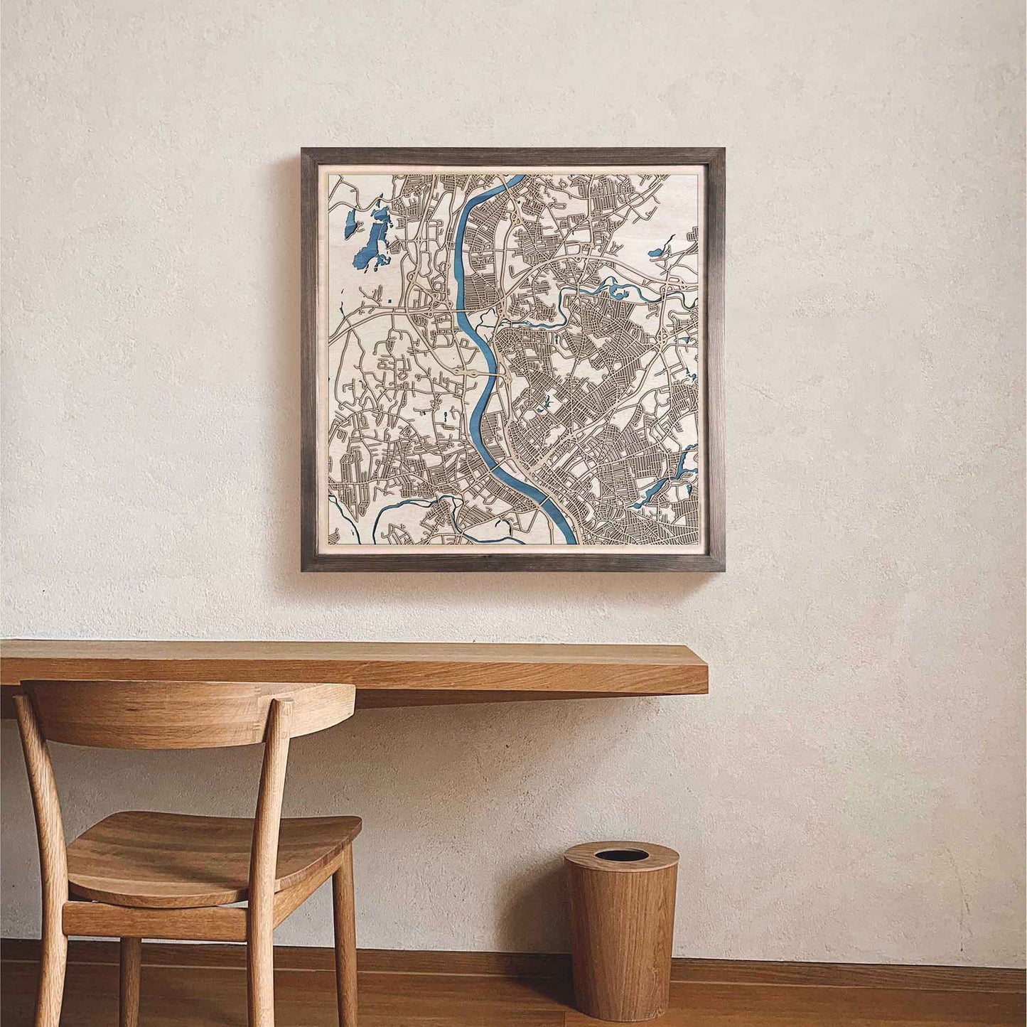 Chicopee Wooden Map by CityWood - Custom Wood Map Art - Unique Laser Cut Engraved - Anniversary Gift