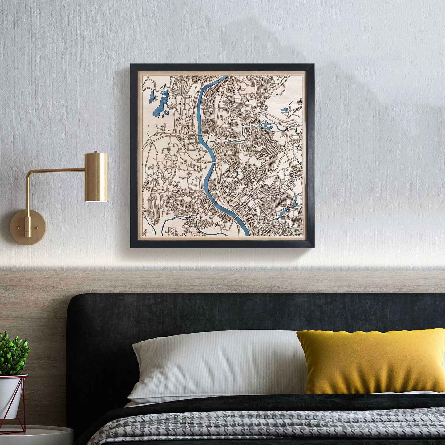 Chicopee Wooden Map by CityWood - Custom Wood Map Art - Unique Laser Cut Engraved - Anniversary Gift