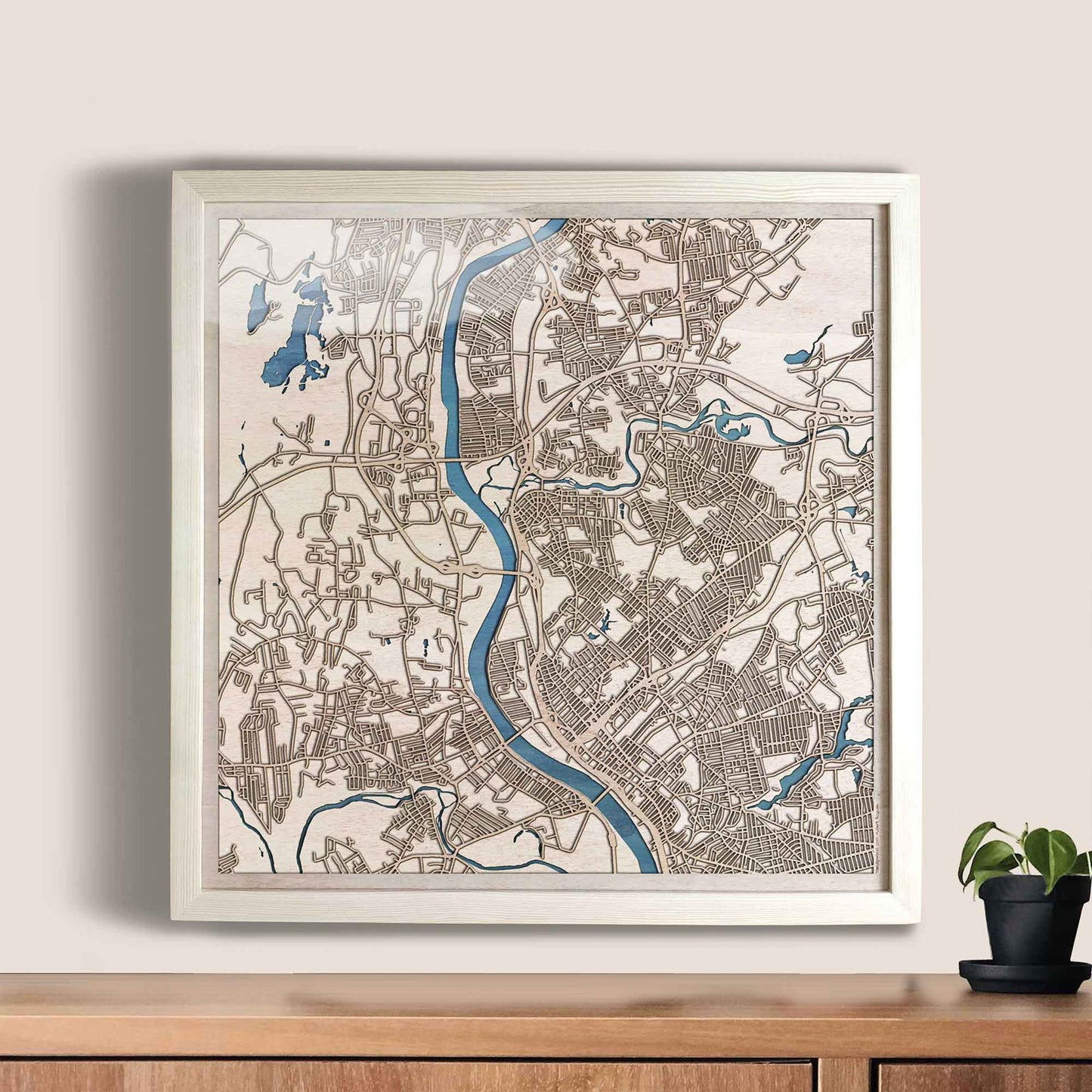Chicopee Wooden Map by CityWood - Custom Wood Map Art - Unique Laser Cut Engraved - Anniversary Gift