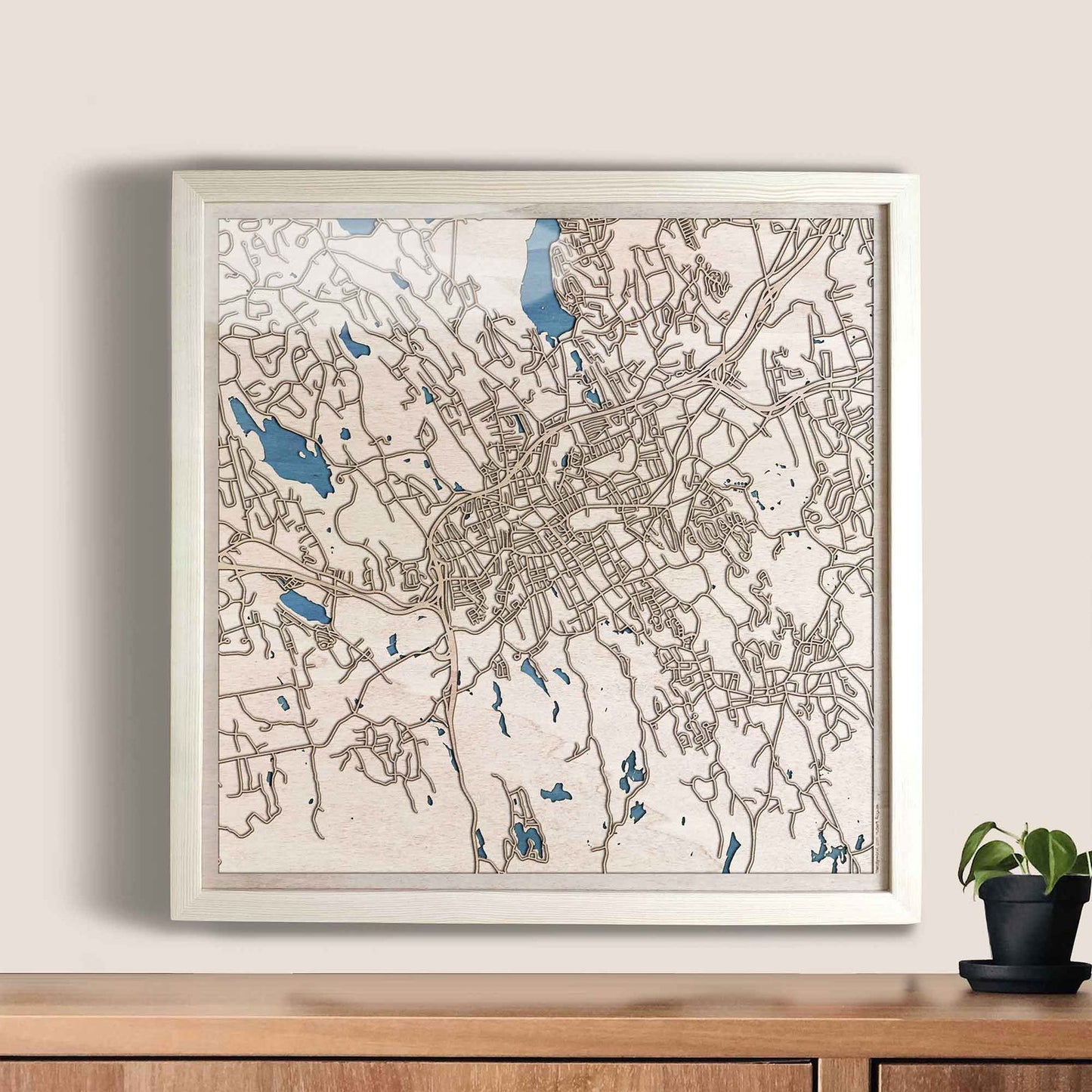 Danbury Wooden Map by CityWood - Custom Wood Map Art - Unique Laser Cut Engraved - Anniversary Gift