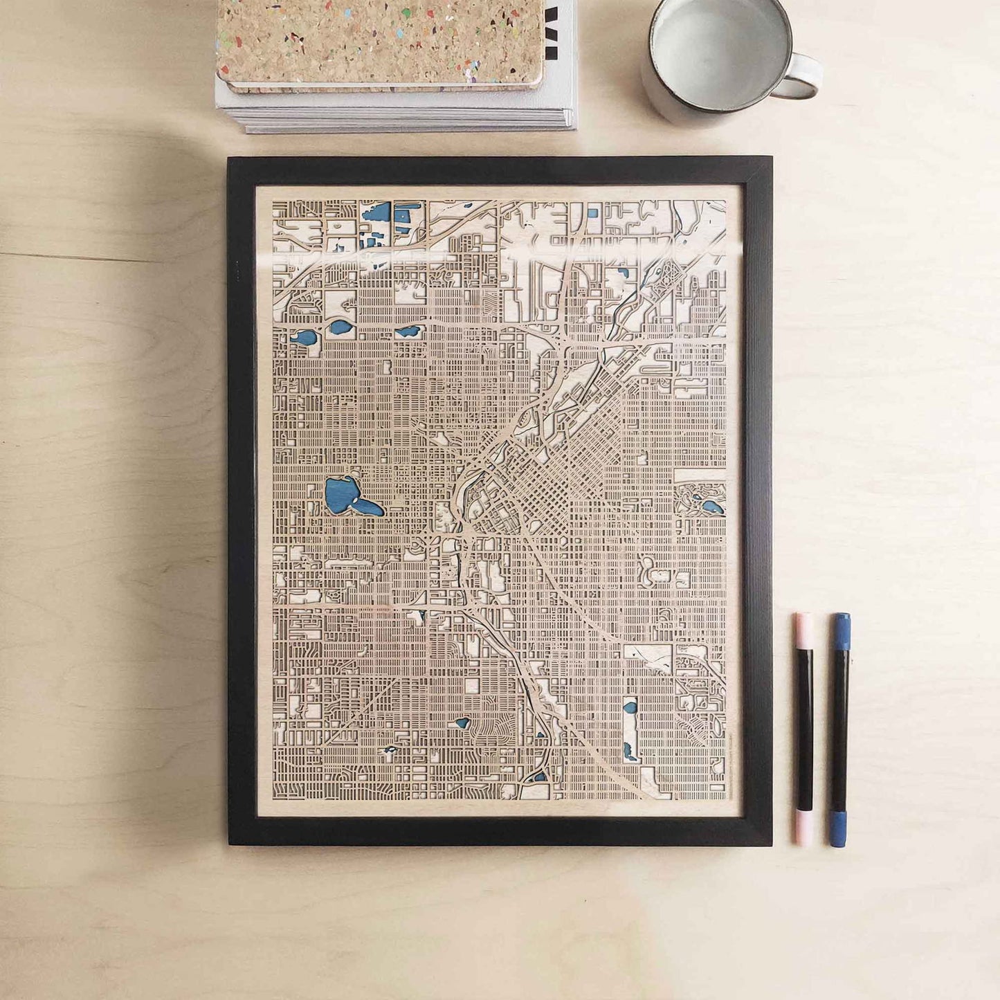 Denver Wooden Map by CityWood - Custom Wood Map Art - Unique Laser Cut Engraved - Anniversary Gift