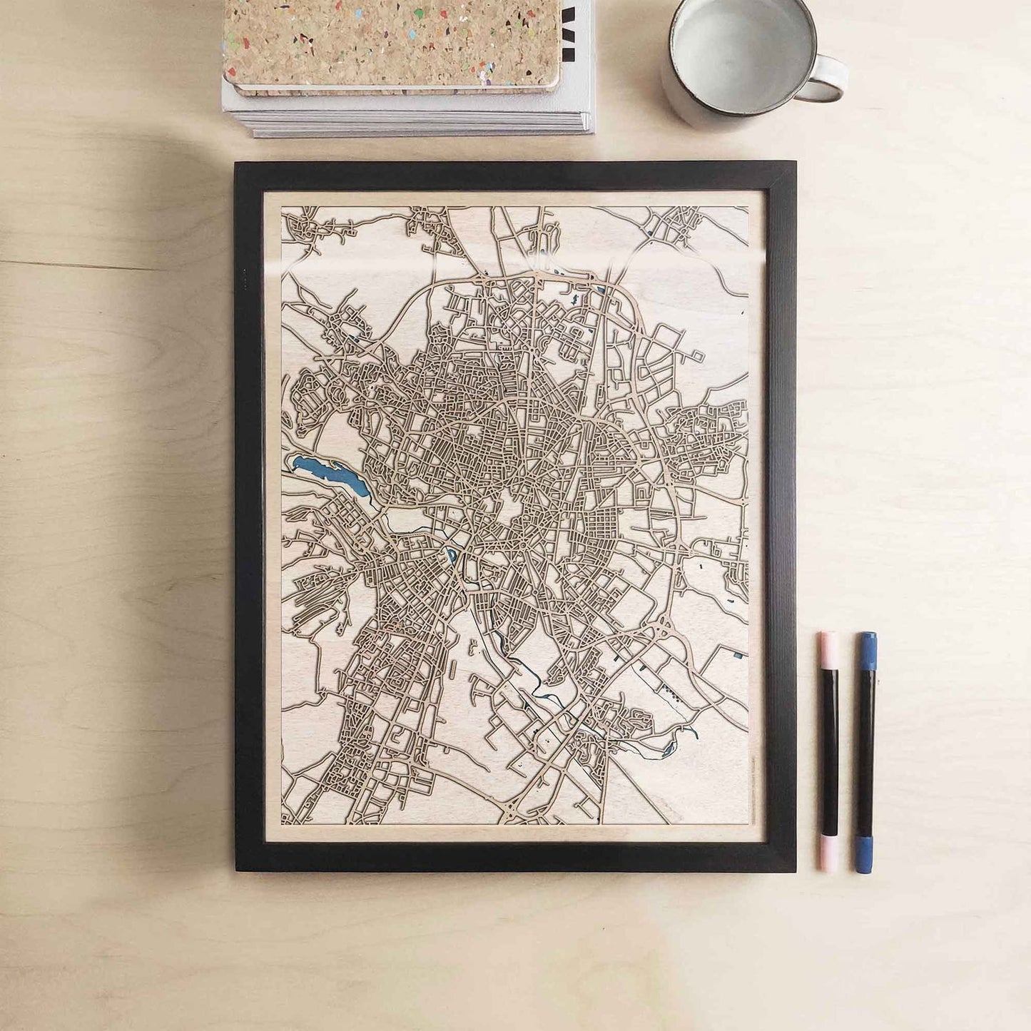 Dijon Wooden Map by CityWood - Custom Wood Map Art - Unique Laser Cut Engraved - Anniversary Gift