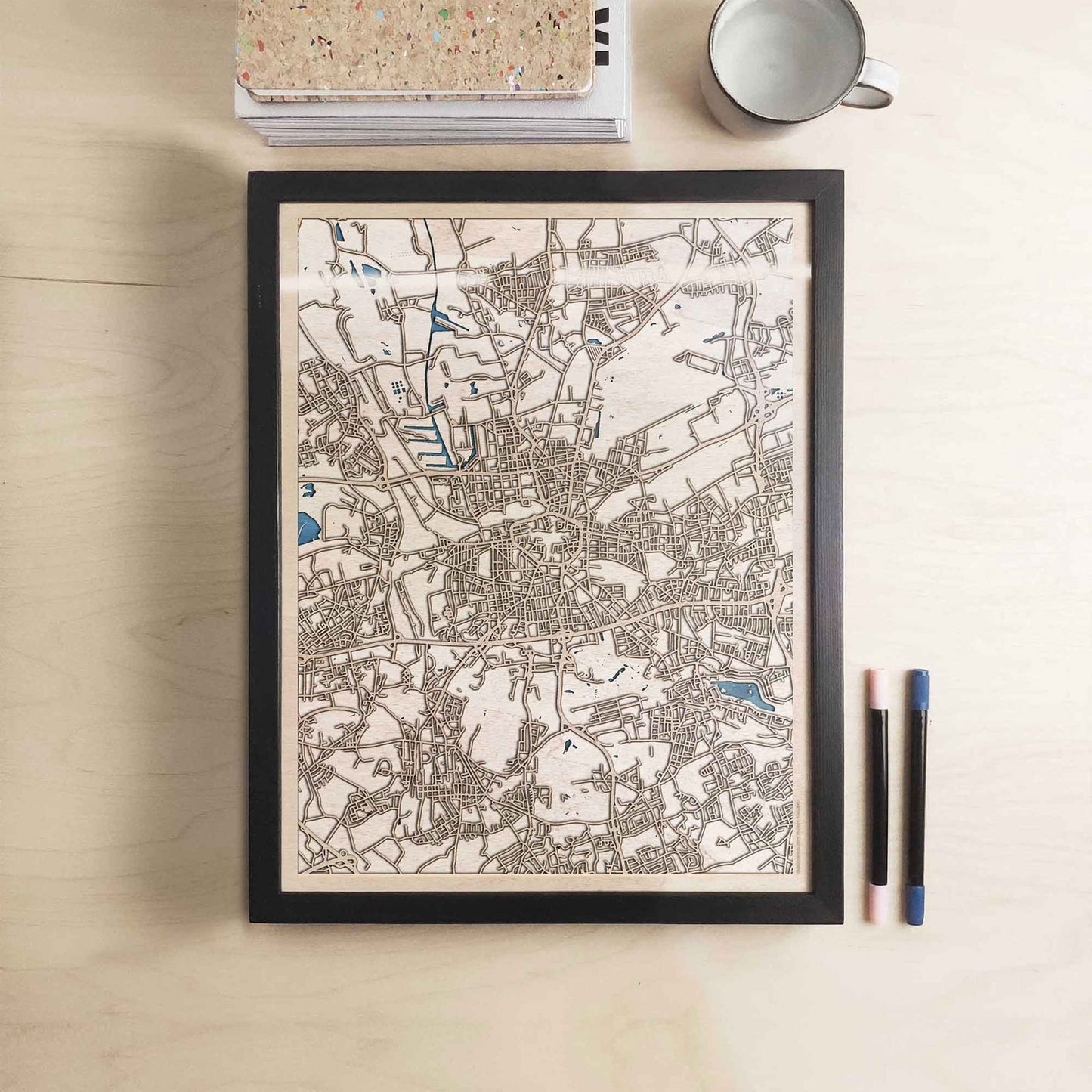 Dortmund Wooden Map by CityWood - Custom Wood Map Art - Unique Laser Cut Engraved - Anniversary Gift