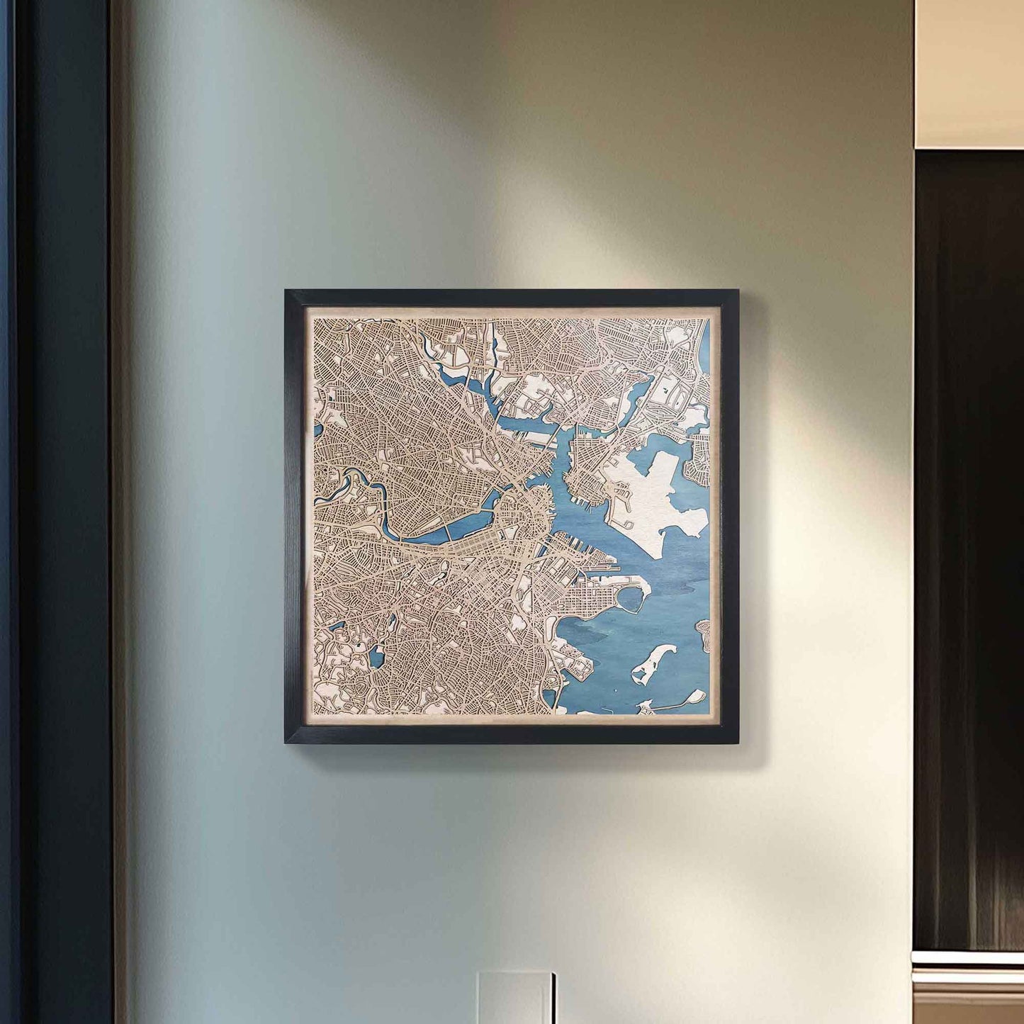 Elegant Boston framed engraved artwork for a timeless decor piece.