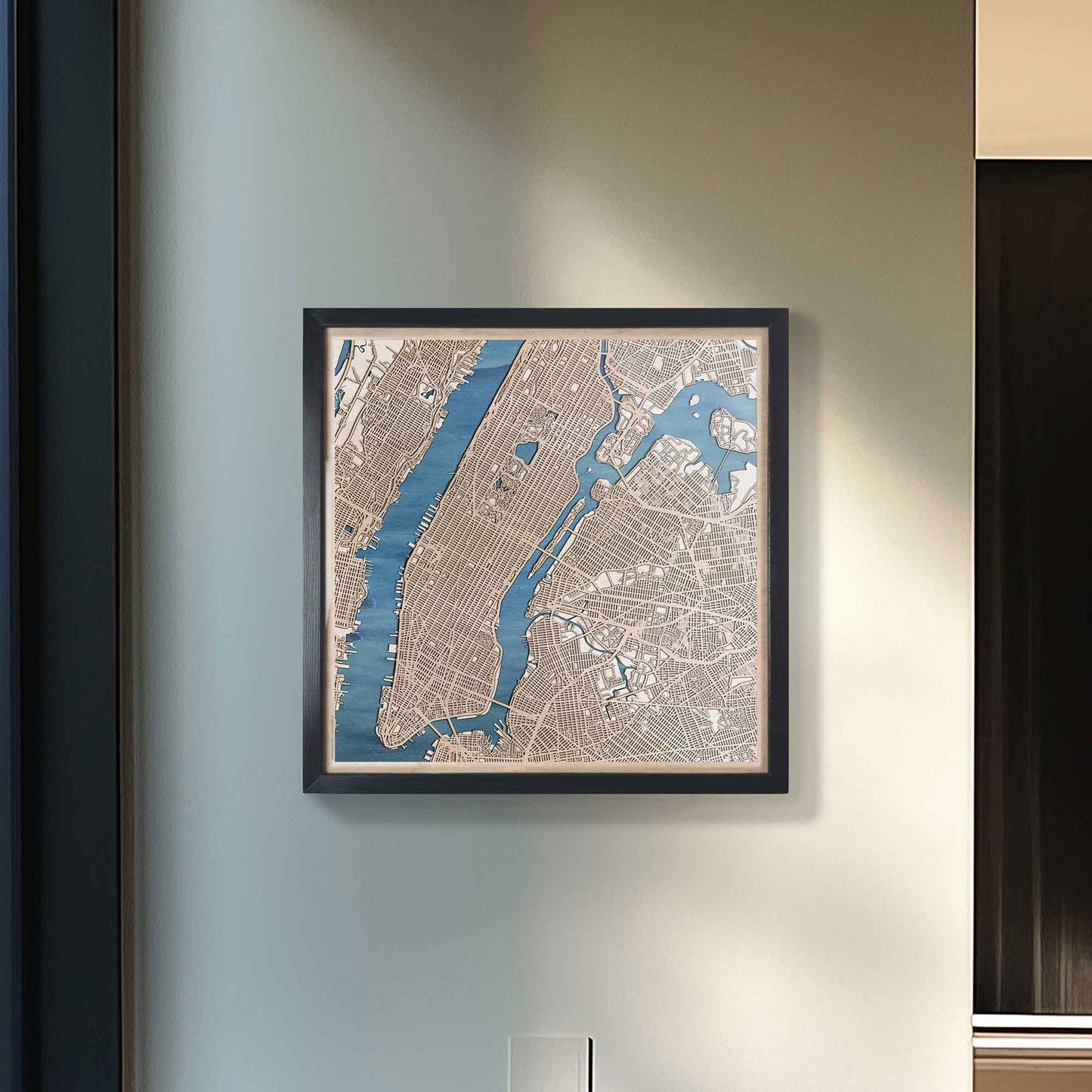 Elegant New York framed engraved artwork for stylish decor.