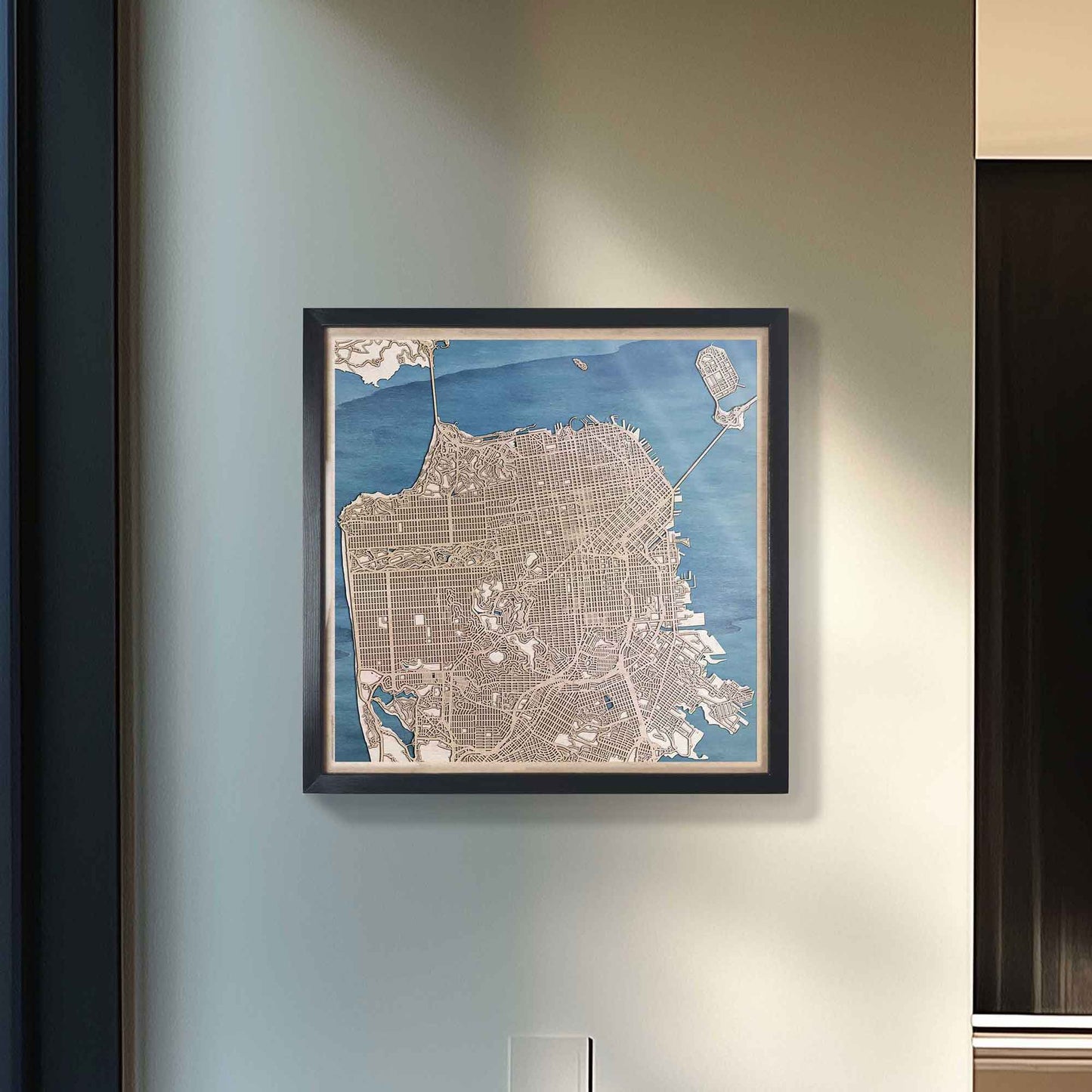 Elegant San Francisco framed engraved artwork for stylish home decor.
