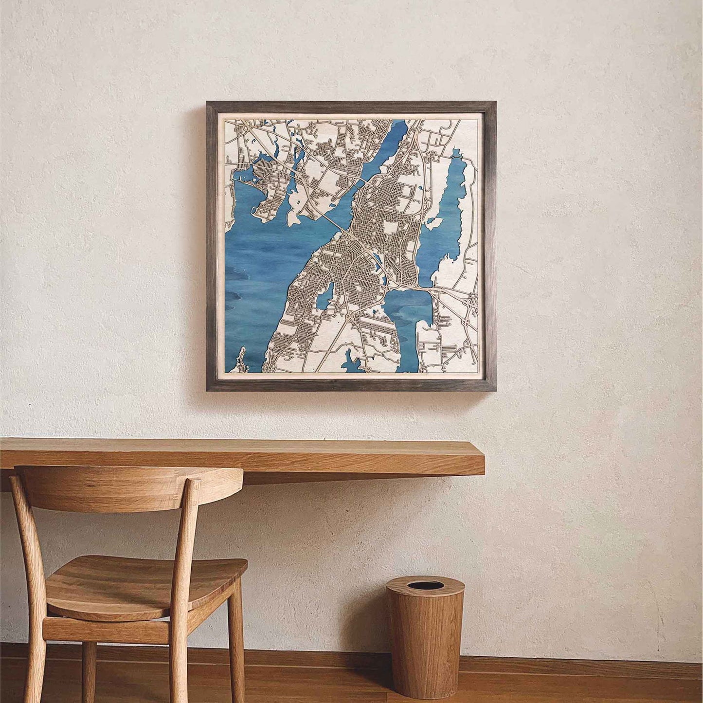 Fall River Wooden Map by CityWood - Custom Wood Map Art - Unique Laser Cut Engraved - Anniversary Gift