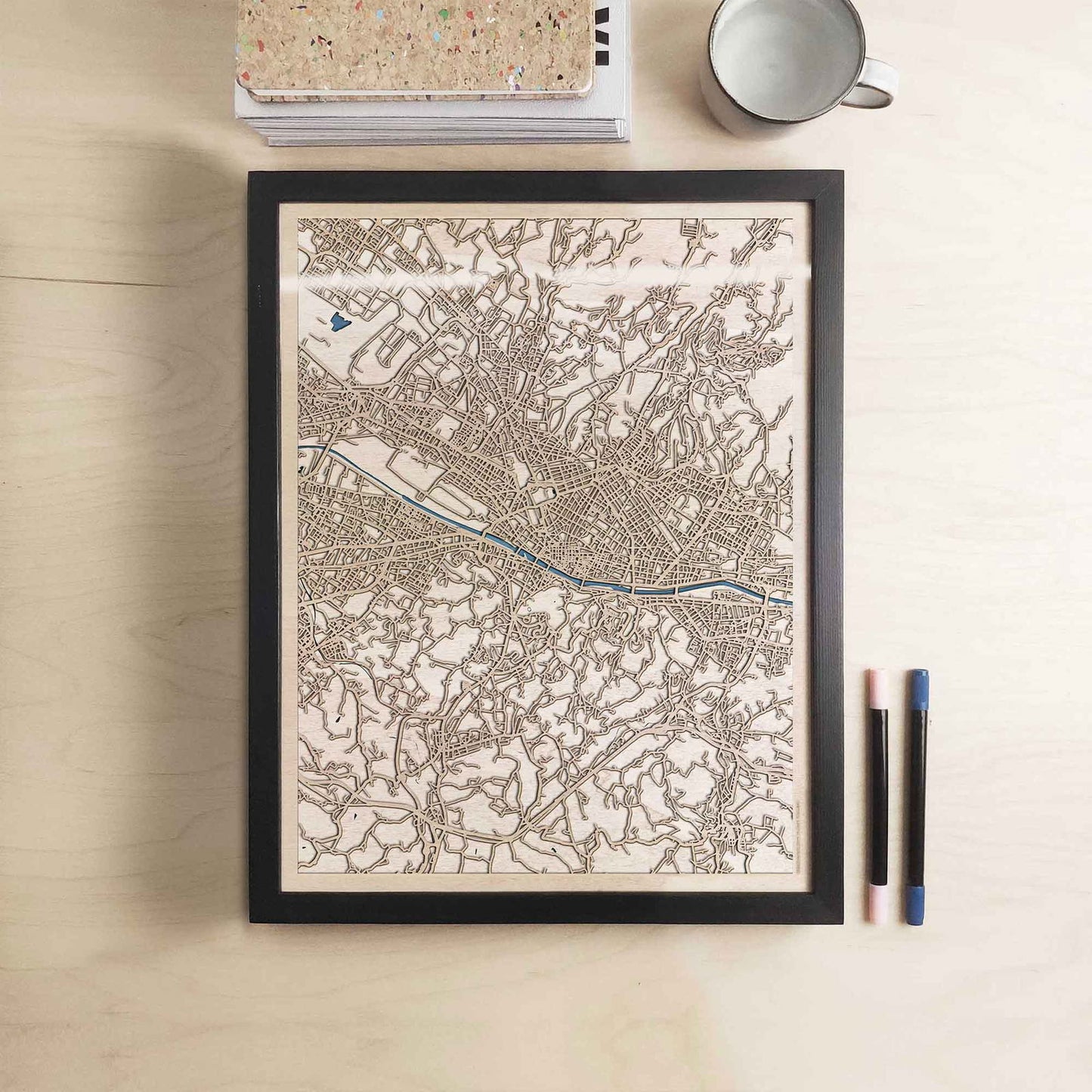 Florence Wooden Map by CityWood - Custom Wood Map Art - Unique Laser Cut Engraved - Anniversary Gift