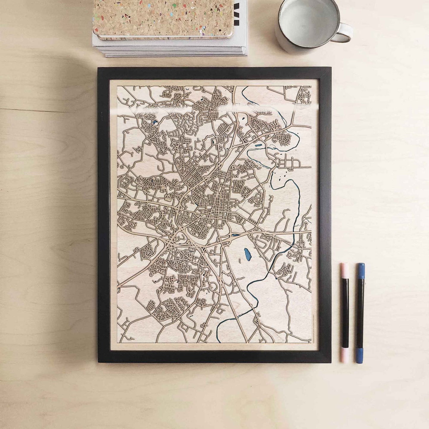 Frederick Wooden Map by CityWood - Custom Wood Map Art - Unique Laser Cut Engraved - Anniversary Gift