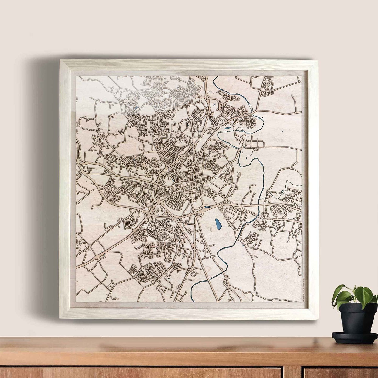 Frederick Wooden Map by CityWood - Custom Wood Map Art - Unique Laser Cut Engraved - Anniversary Gift
