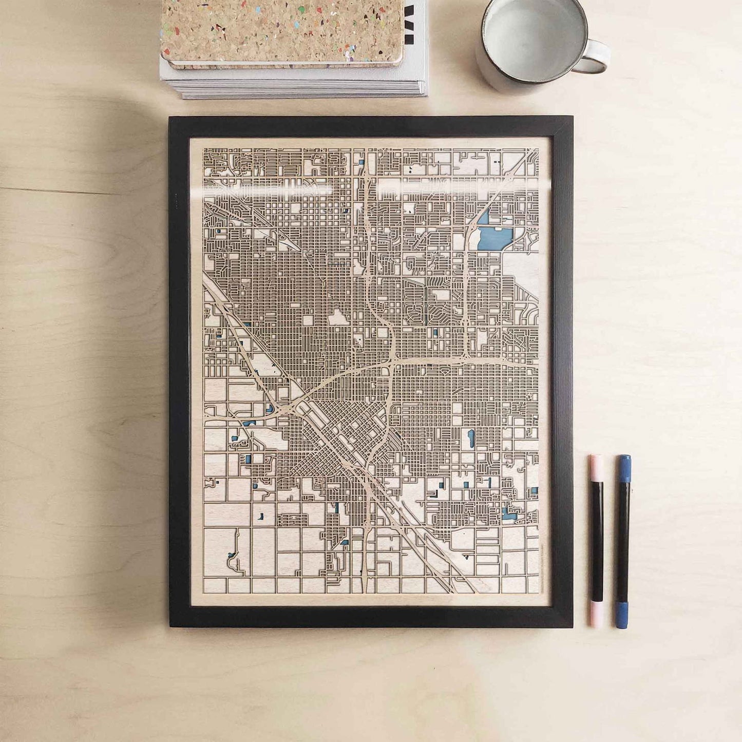 Fresno Wooden Map by CityWood - Custom Wood Map Art - Unique Laser Cut Engraved - Anniversary Gift