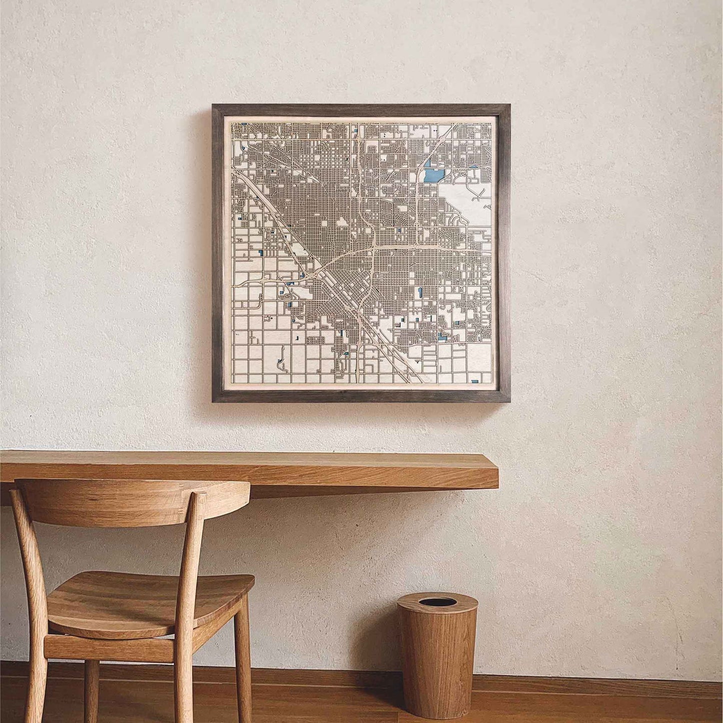 Fresno Wooden Map by CityWood - Custom Wood Map Art - Unique Laser Cut Engraved - Anniversary Gift