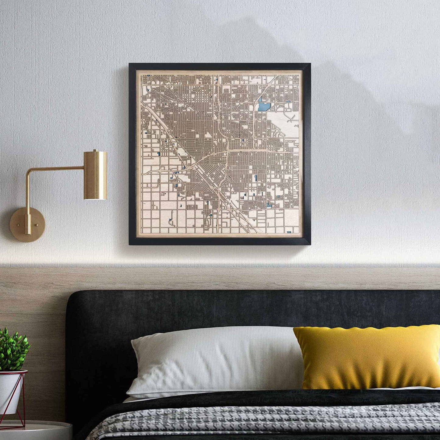 Fresno Wooden Map by CityWood - Custom Wood Map Art - Unique Laser Cut Engraved - Anniversary Gift