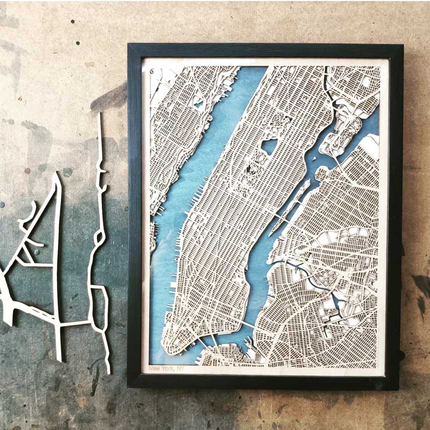 GiftCard - CityWood Wooden Map by CityWood - Custom Wood Map Art - Unique Laser Cut Engraved - Anniversary Gift