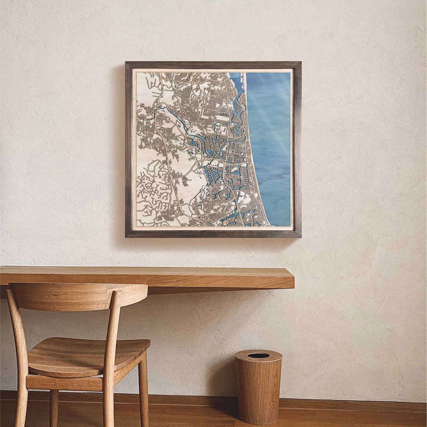 Gold Coast Wooden Map by CityWood - Custom Wood Map Art - Unique Laser Cut Engraved - Anniversary Gift
