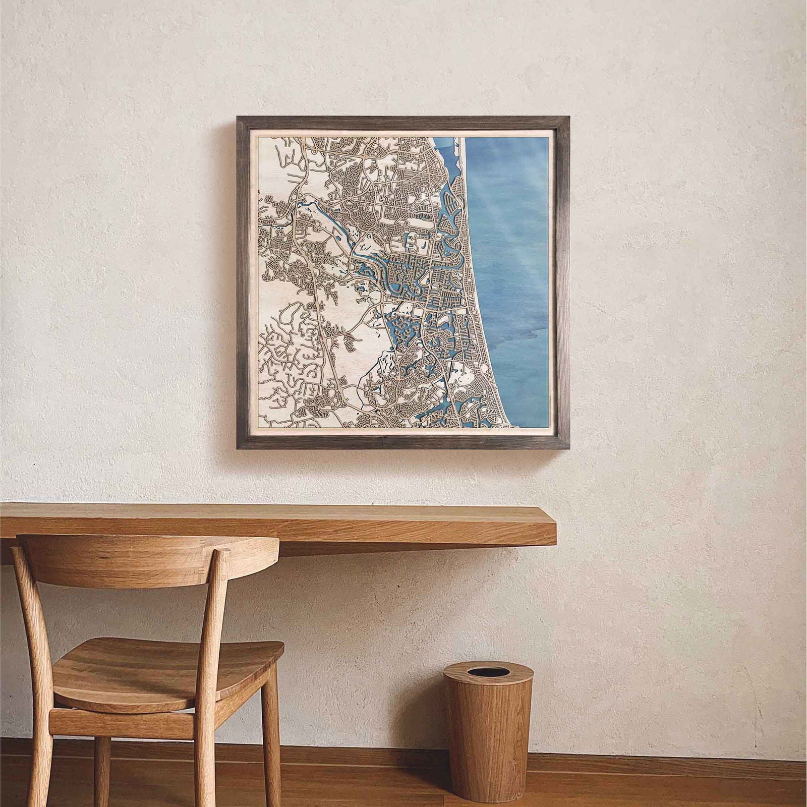 Gold Coast Wooden Map by CityWood - Custom Wood Map Art - Unique Laser Cut Engraved - Anniversary Gift
