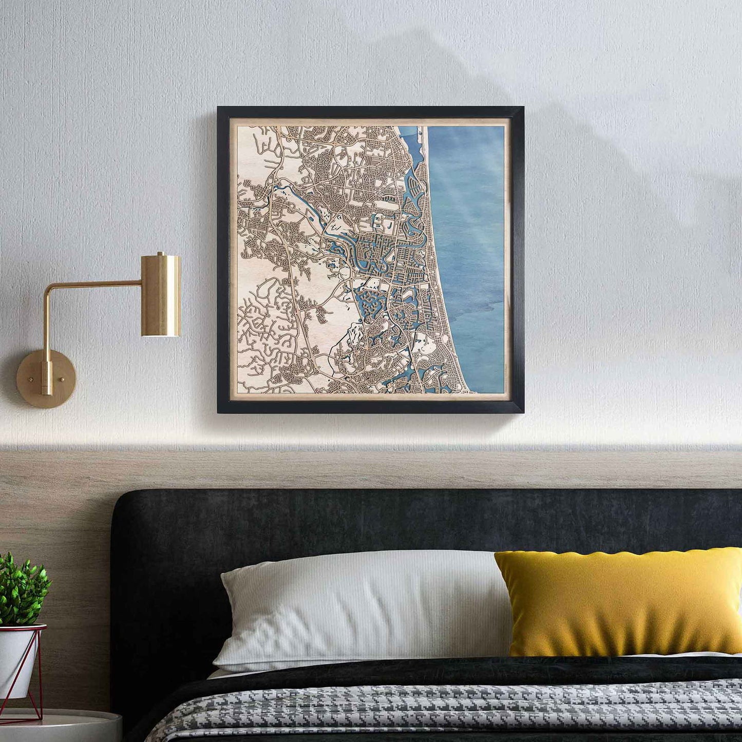 Gold Coast Wooden Map by CityWood - Custom Wood Map Art - Unique Laser Cut Engraved - Anniversary Gift