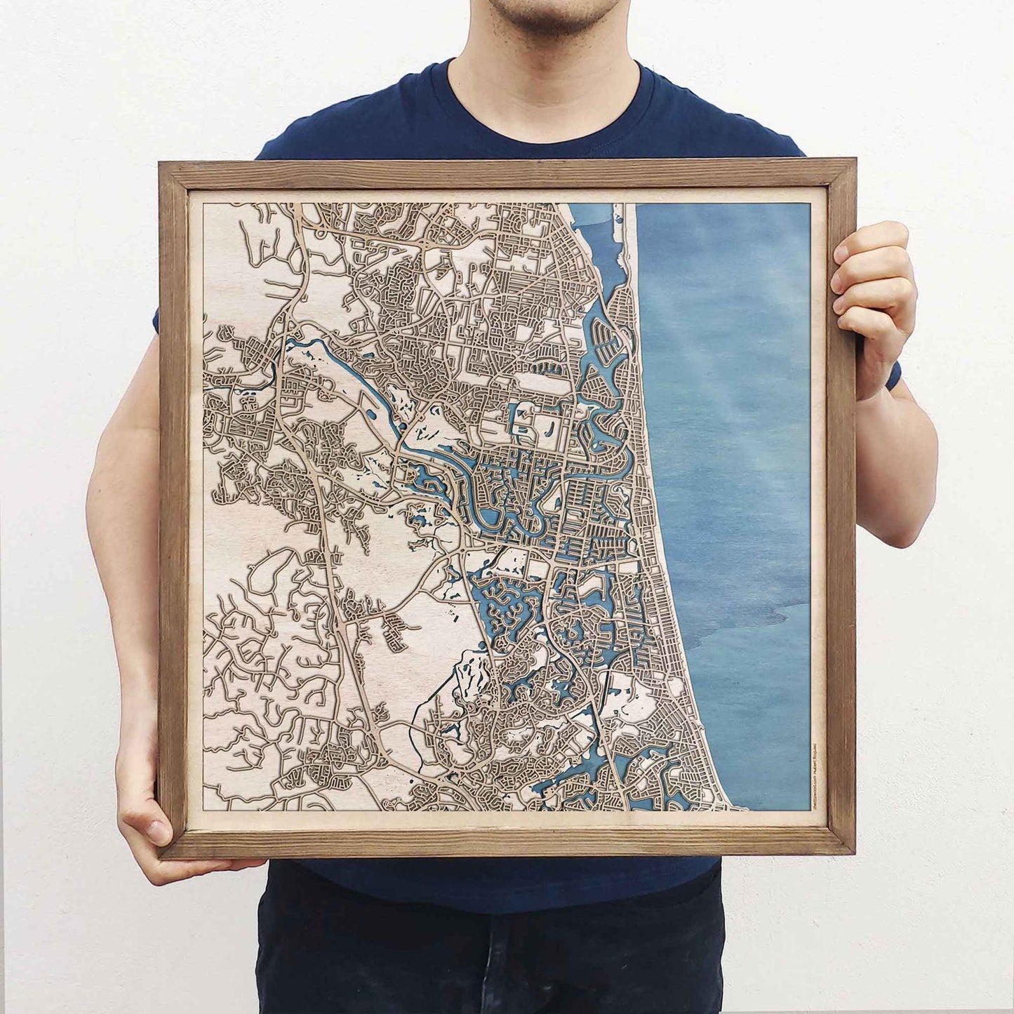 Gold Coast Wooden Map by CityWood - Custom Wood Map Art - Unique Laser Cut Engraved - Anniversary Gift