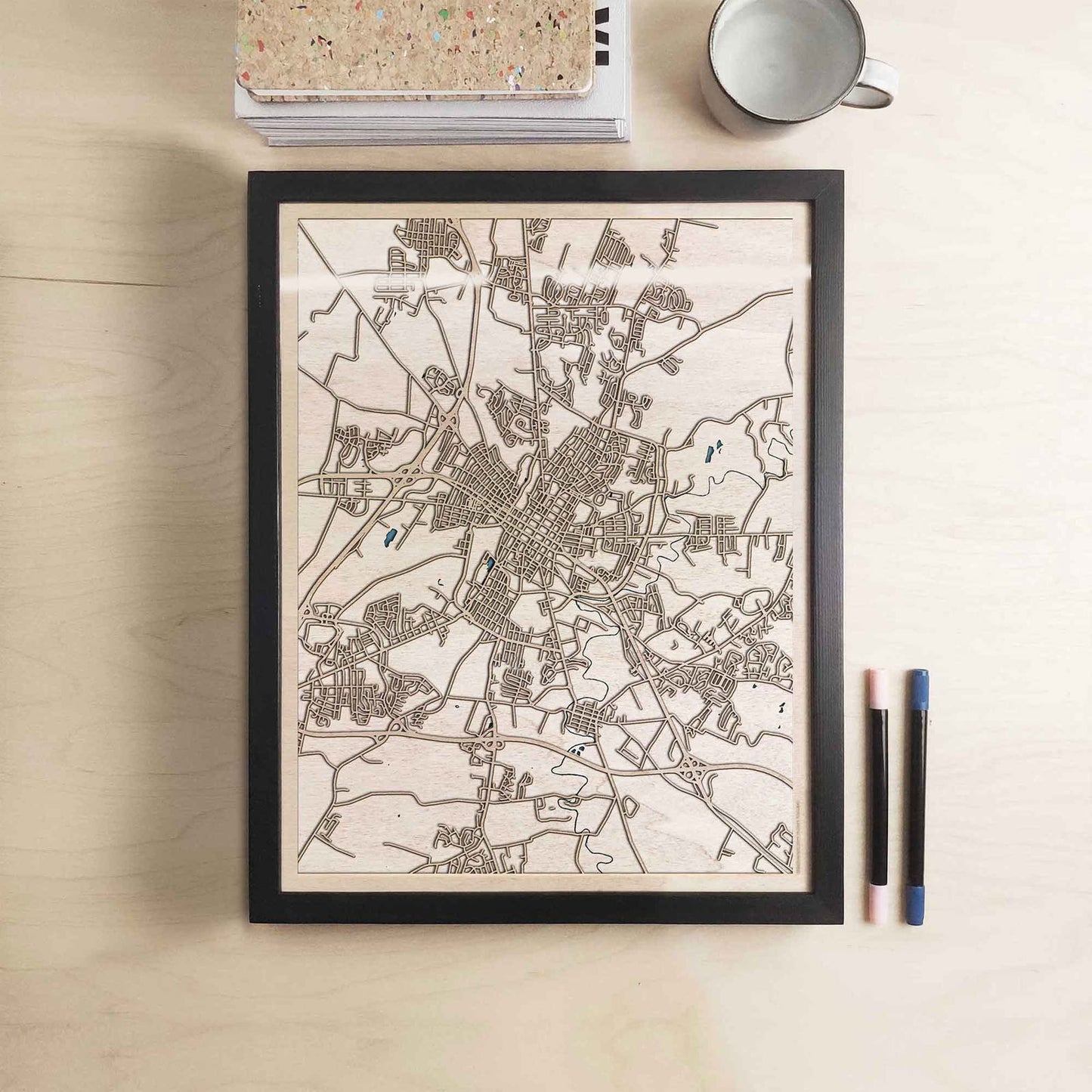 Hagerstown Wooden Map by CityWood - Custom Wood Map Art - Unique Laser Cut Engraved - Anniversary Gift