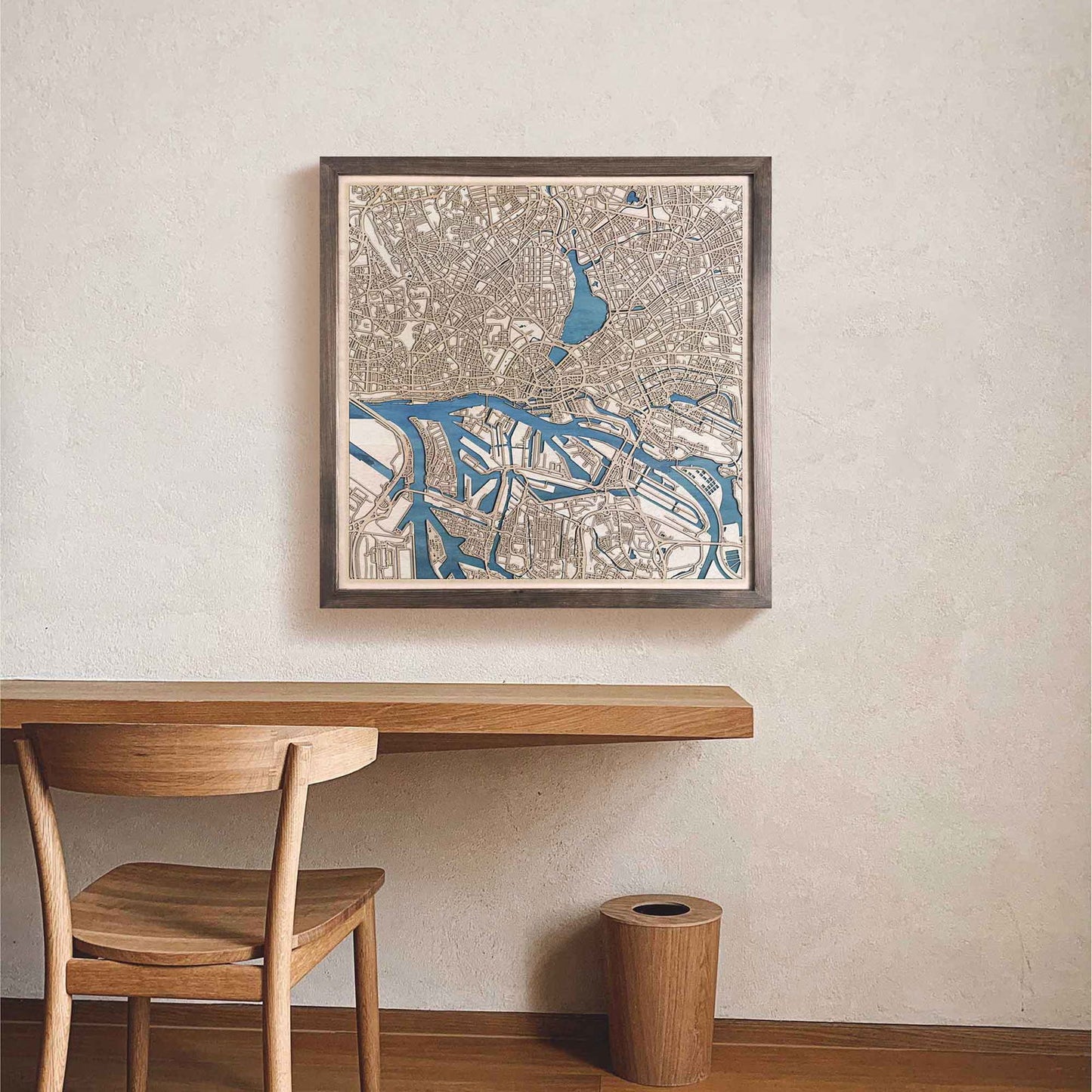 Hamburg Wooden Map by CityWood - Custom Wood Map Art - Unique Laser Cut Engraved - Anniversary Gift