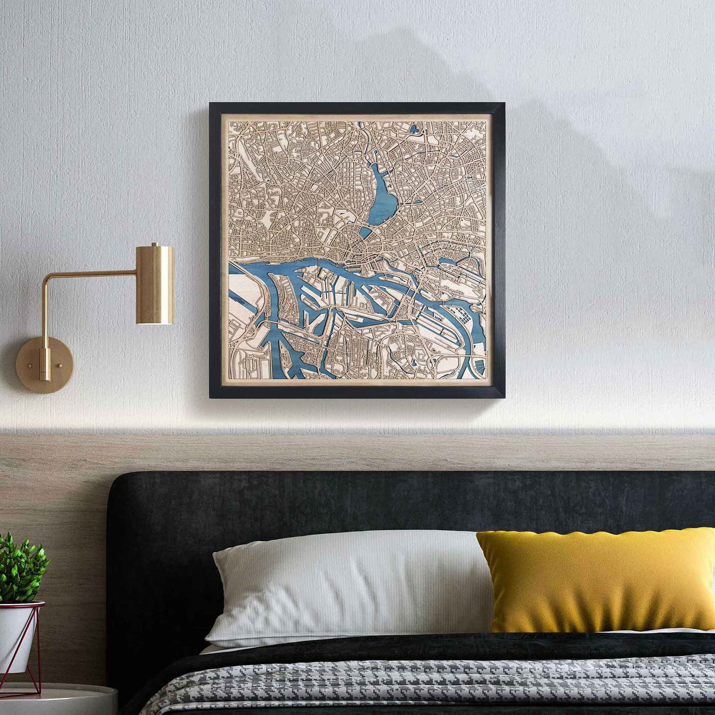 Hamburg Wooden Map by CityWood - Custom Wood Map Art - Unique Laser Cut Engraved - Anniversary Gift