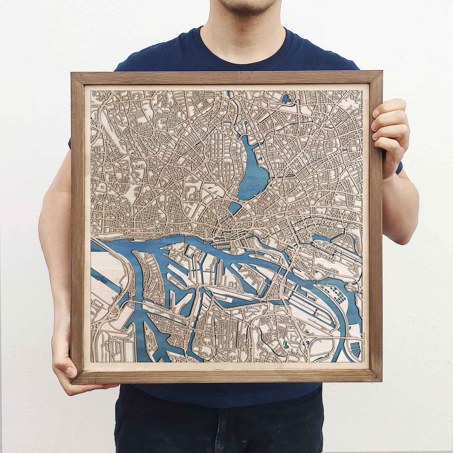Hamburg Wooden Map by CityWood - Custom Wood Map Art - Unique Laser Cut Engraved - Anniversary Gift