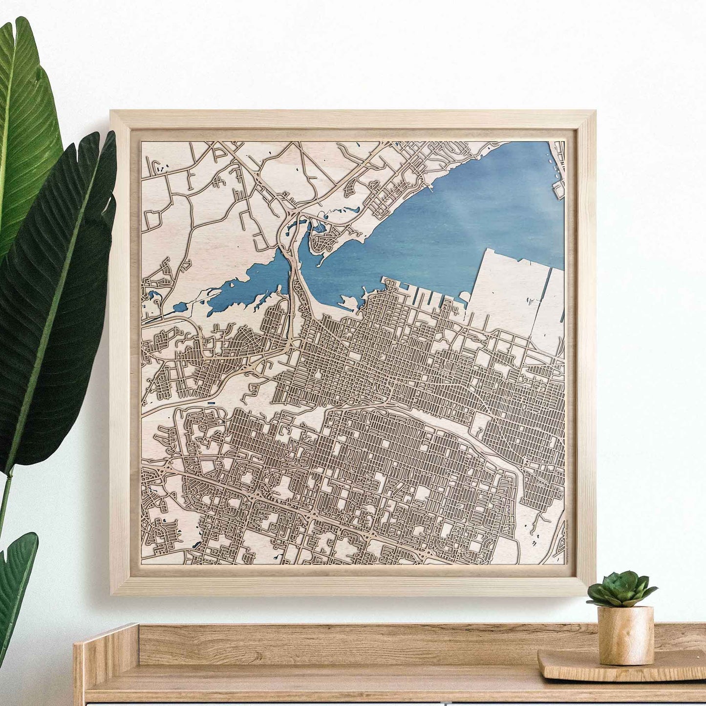 Hamilton Wooden Map by CityWood - Custom Wood Map Art - Unique Laser Cut Engraved - Anniversary Gift
