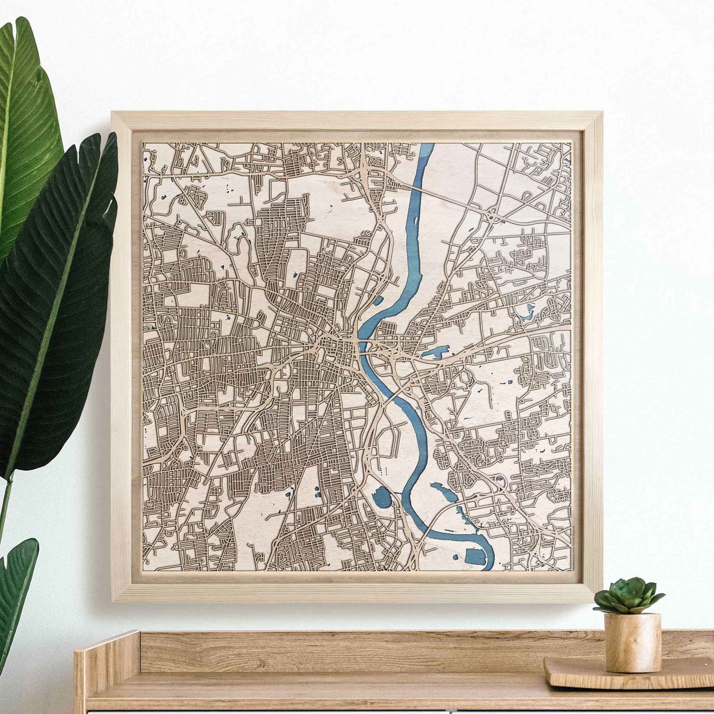 Hartford Wooden Map by CityWood - Custom Wood Map Art - Unique Laser Cut Engraved - Anniversary Gift